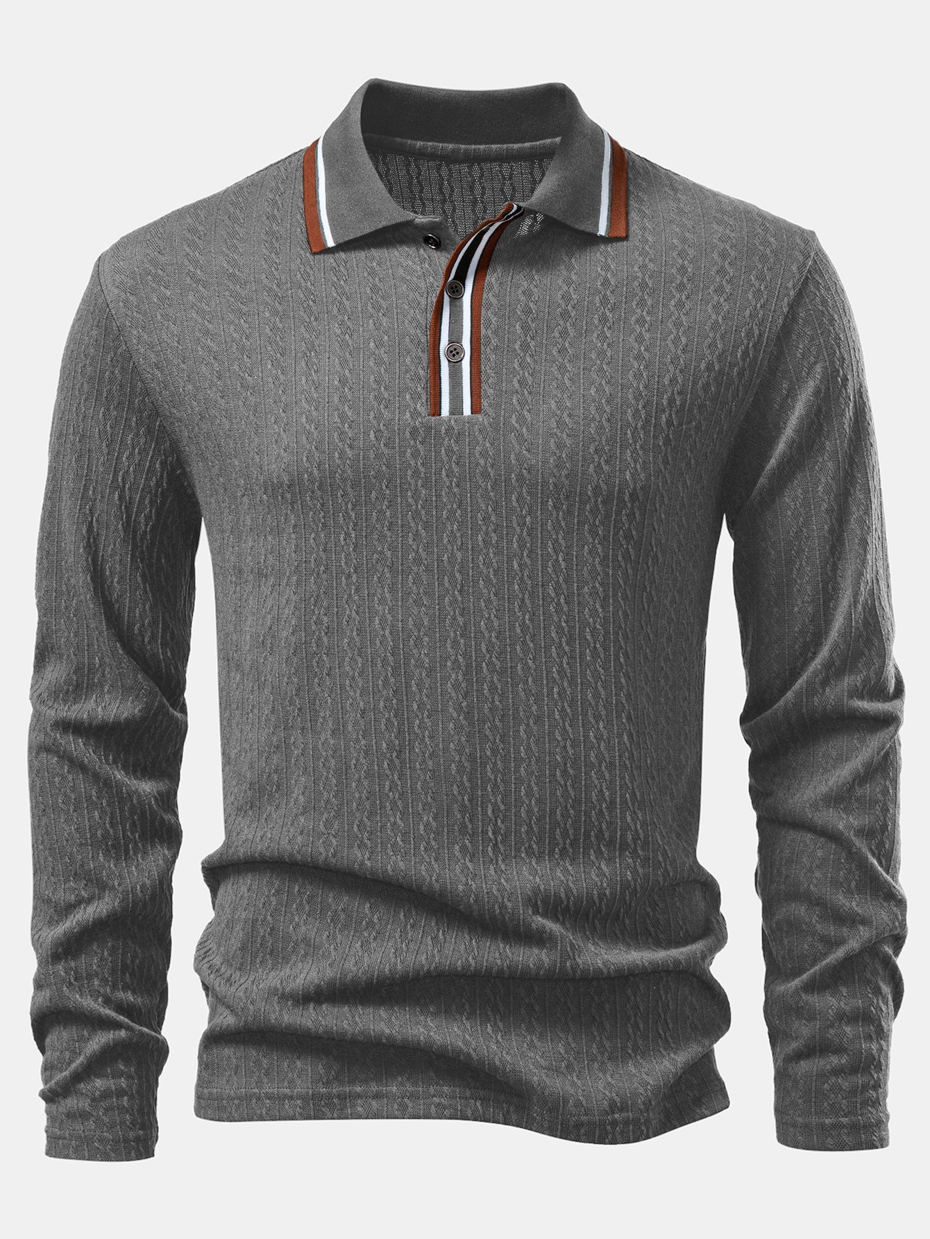 Langarm Twist Jacquard Poloshirts Shirt - Image 13