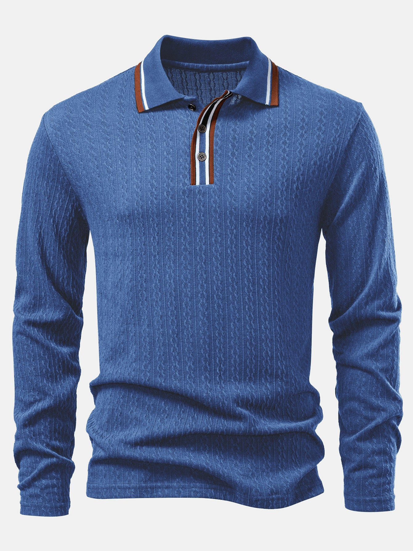 Langarm Twist Jacquard Poloshirts Shirt - Image 15