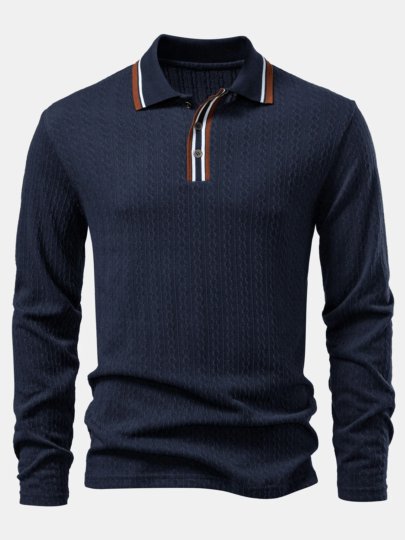 Langarm Twist Jacquard Poloshirts Shirt - Image 3