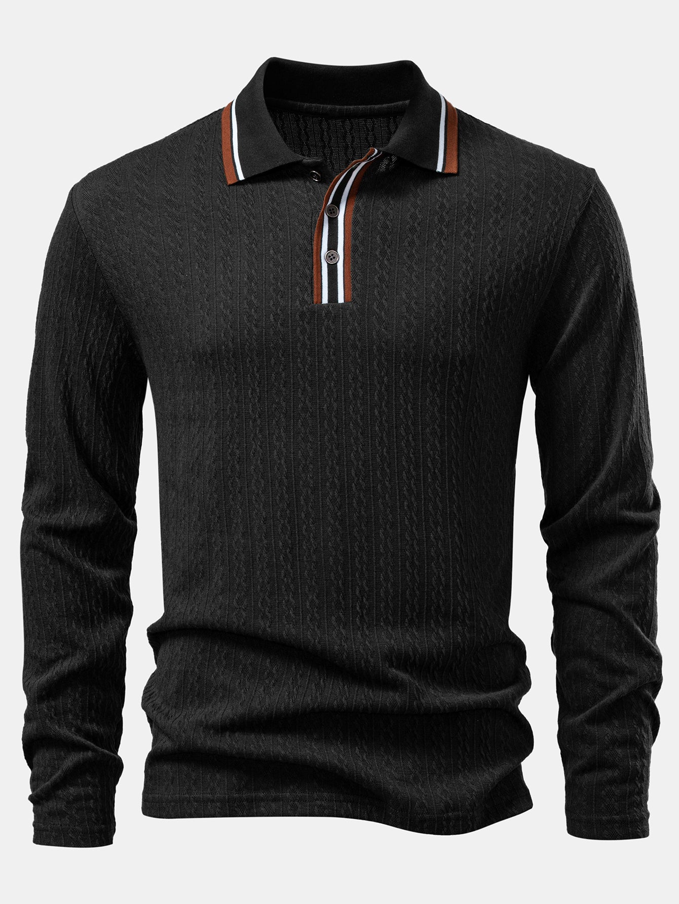 Langarm Twist Jacquard Poloshirts Shirt - Image 7