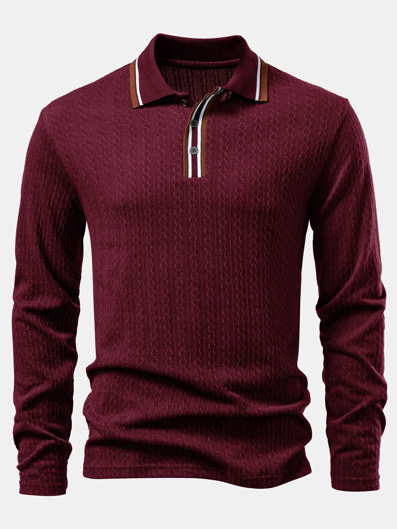 Langarm Twist Jacquard Poloshirts Shirt - Image 9