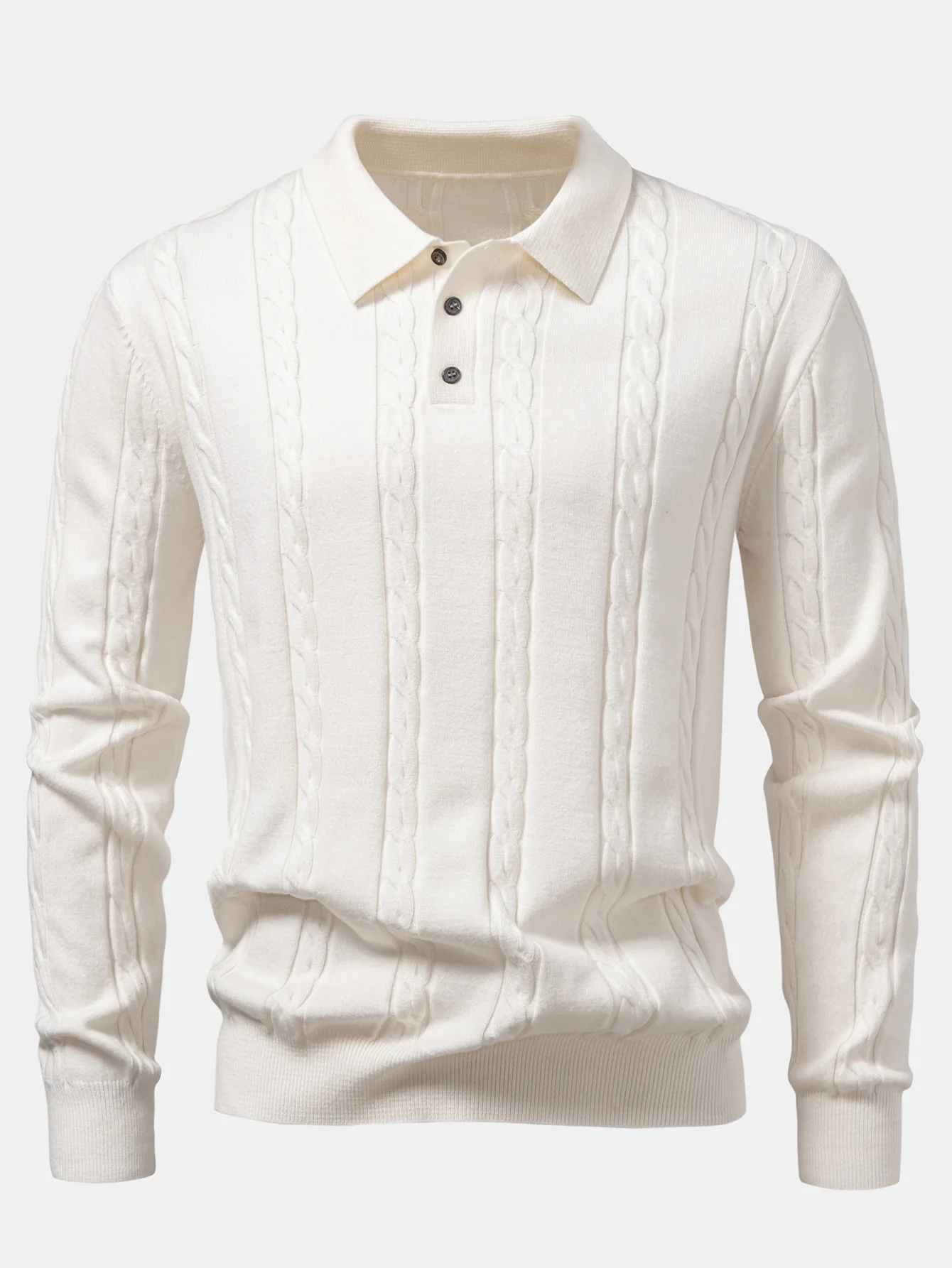 Langarm Twist Strick Poloshirts Shirt - Image 3