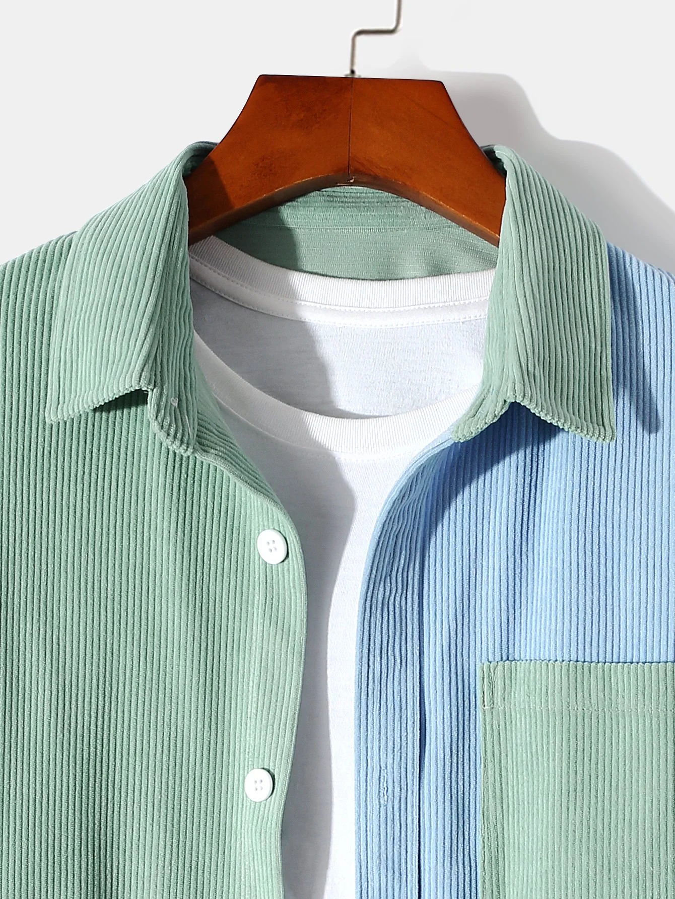 Langarm-Zweifarbige Corduroy-Übershirt - Image 3