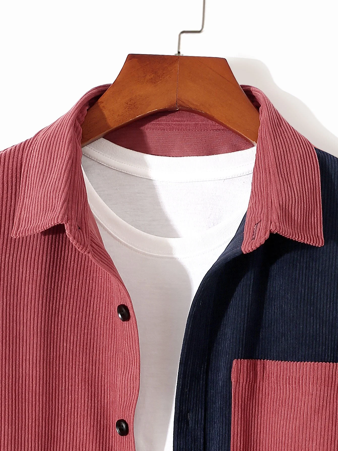 Langarm-Zweifarbige Corduroy-Übershirt - Image 3
