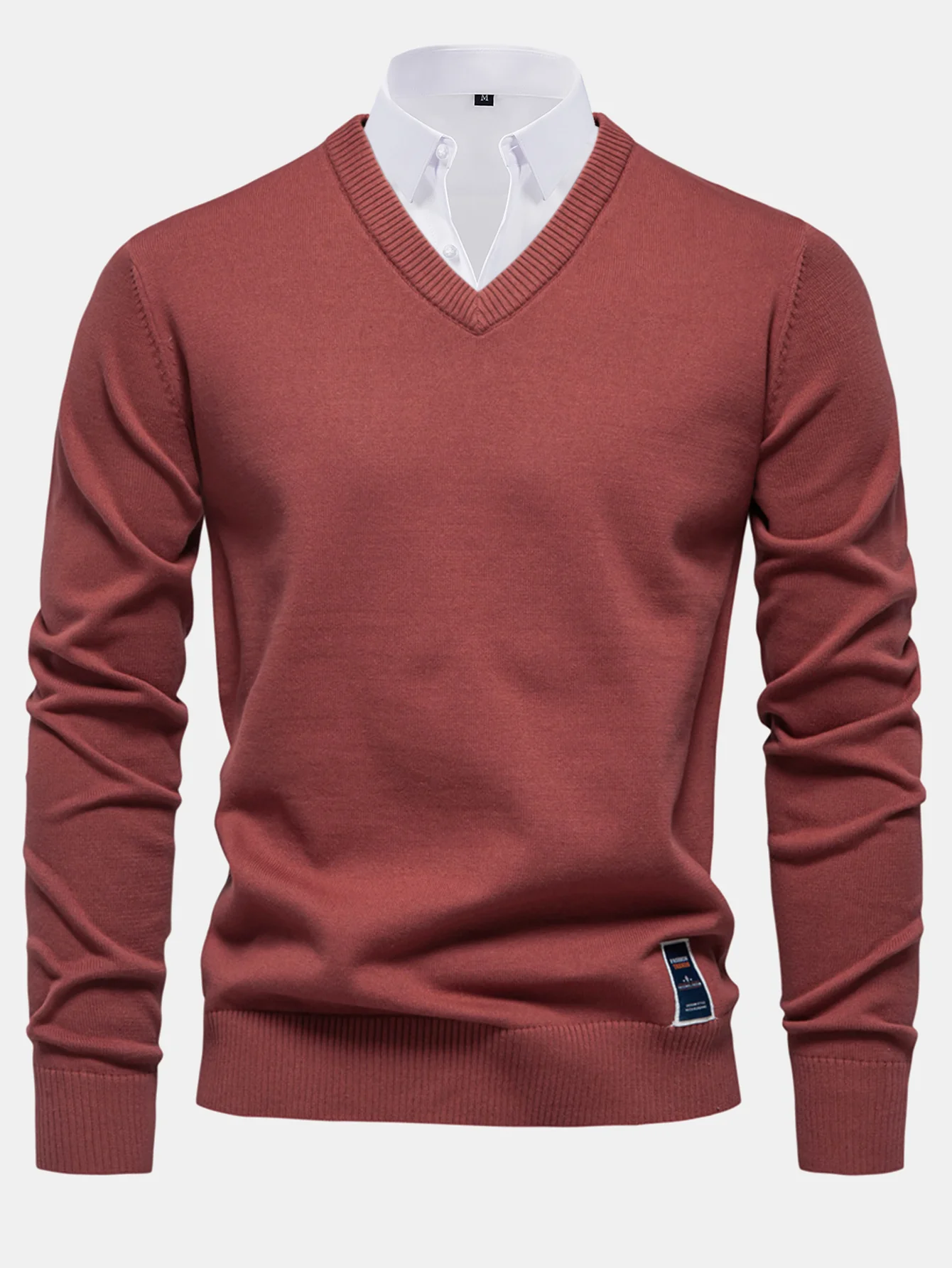Langarm V-Ausschnitt Pullover - Image 13