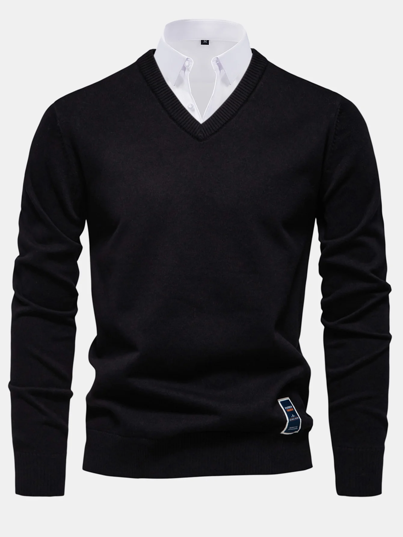 Langarm V-Ausschnitt Pullover - Image 3