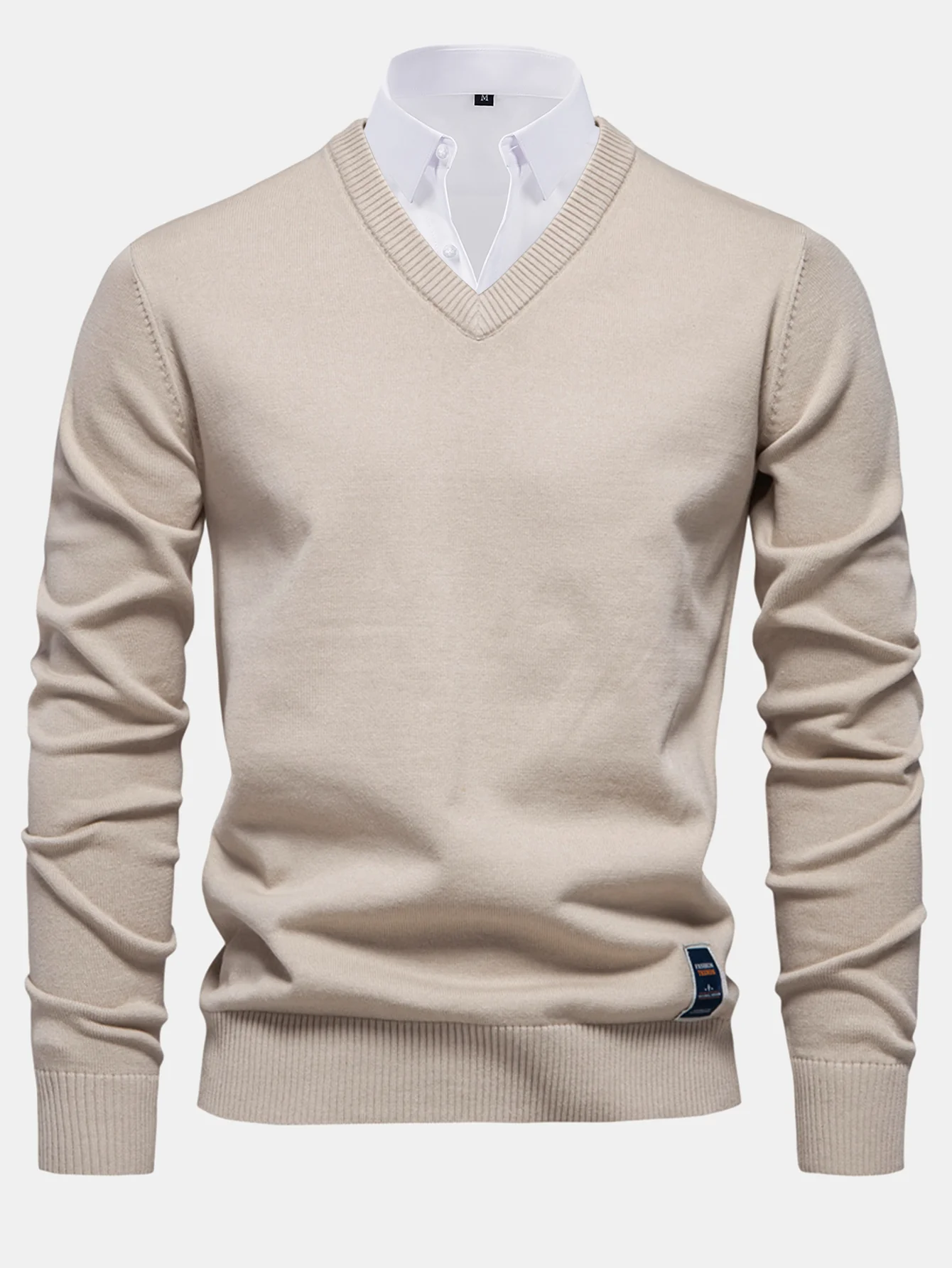 Langarm V-Ausschnitt Pullover - Image 5