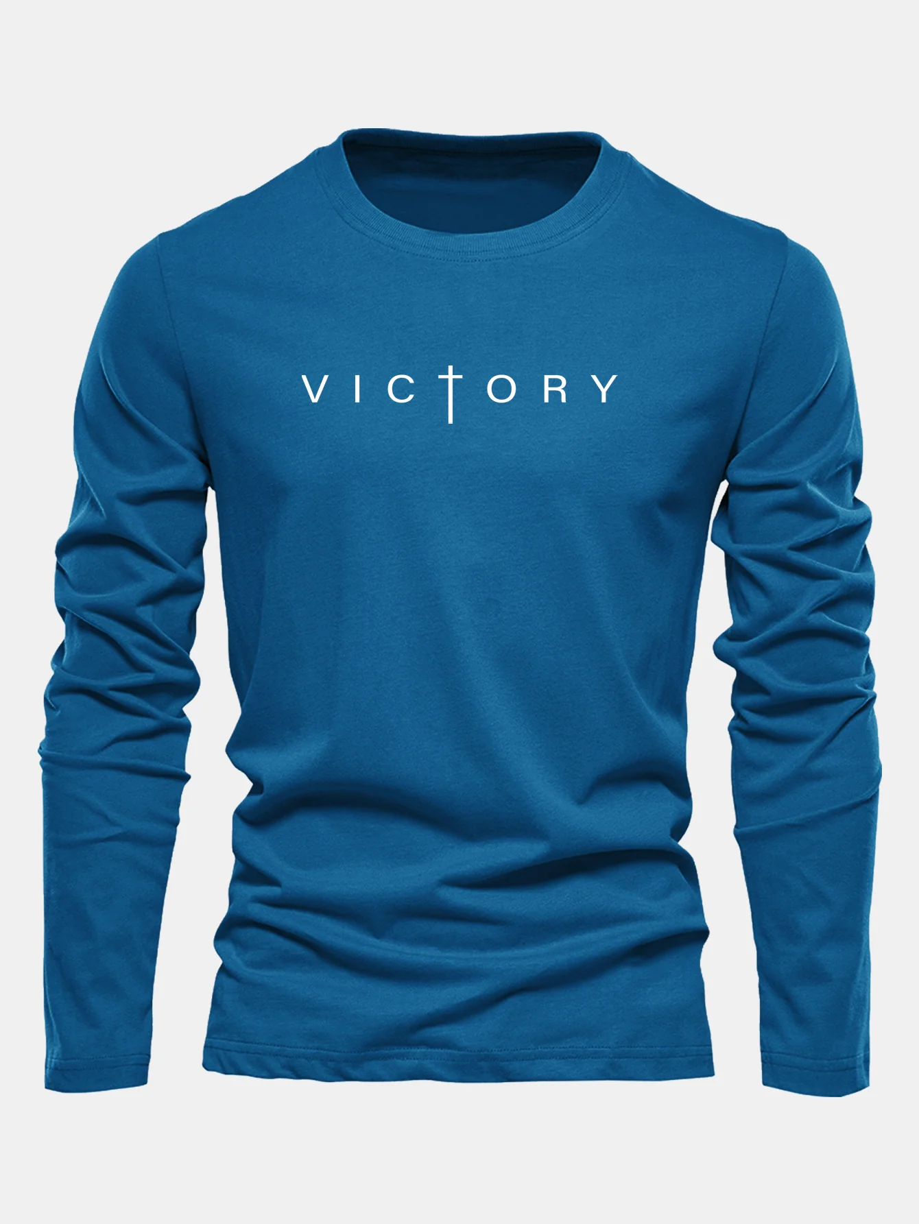 Langarm-Sieg-Slogan-Druck Baumwoll-T-Shirt - Image 7