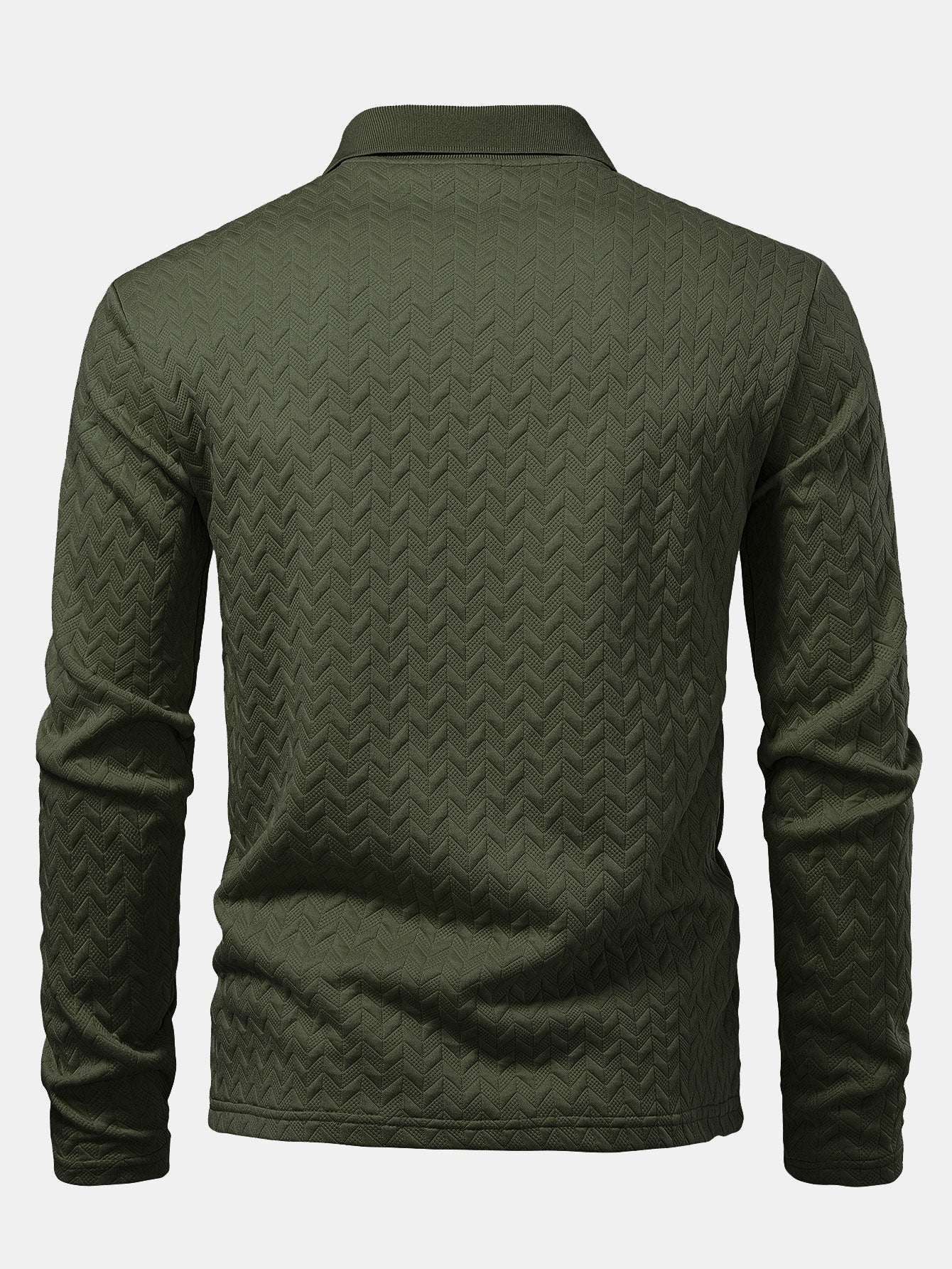Langarm Wellen Jacquard Poloshirts Shirt - Image 10