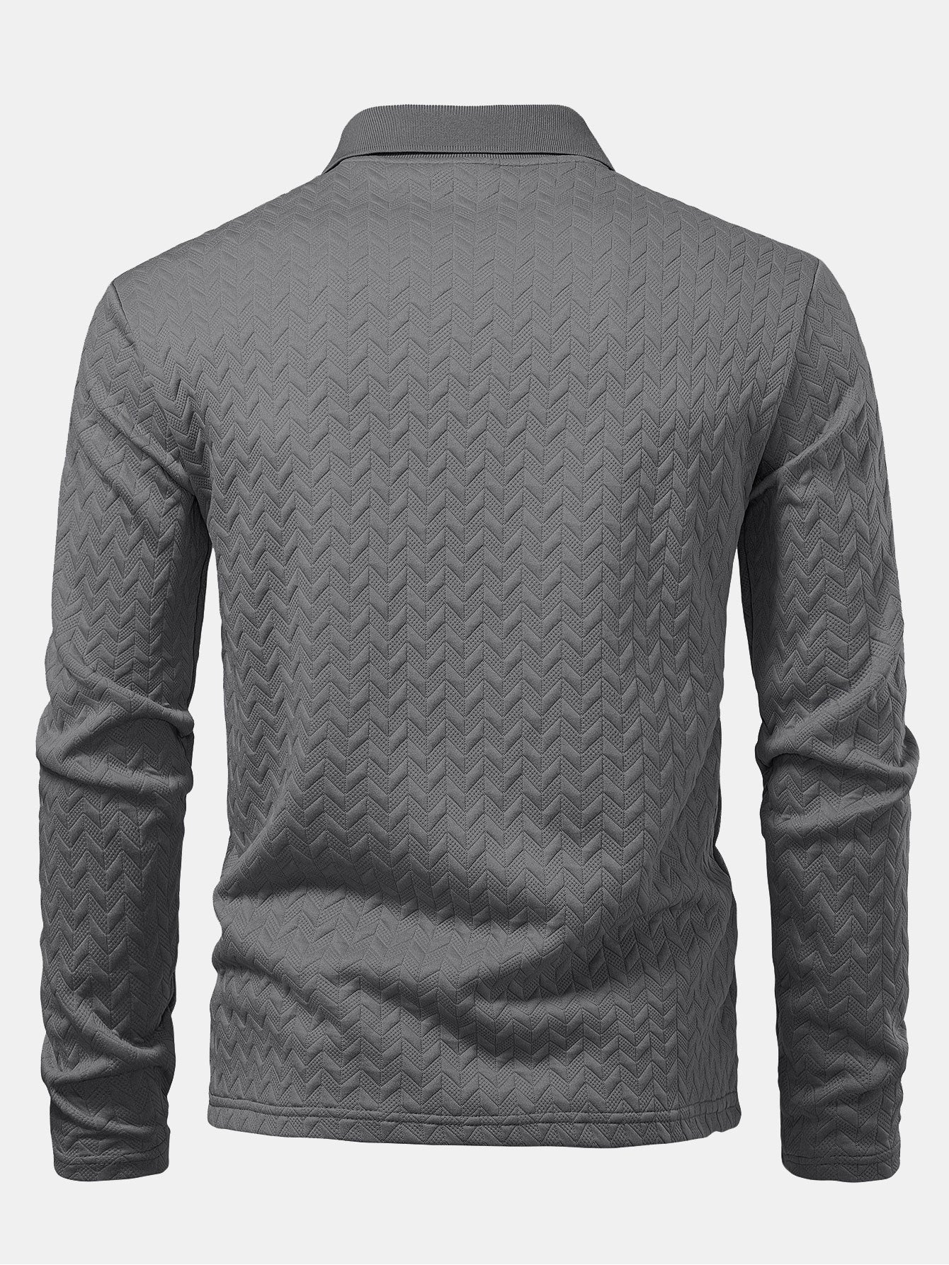 Langarm Wellen Jacquard Poloshirts Shirt - Image 12