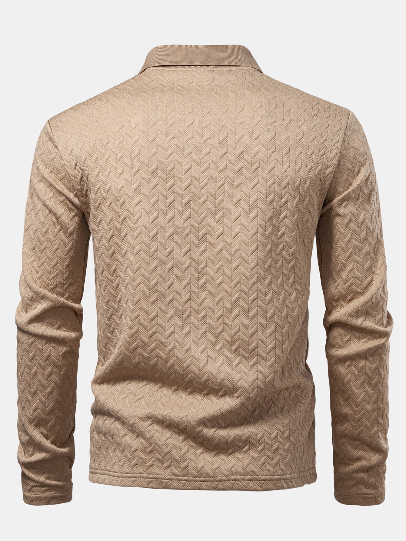 Langarm Wellen Jacquard Poloshirts Shirt - Image 2