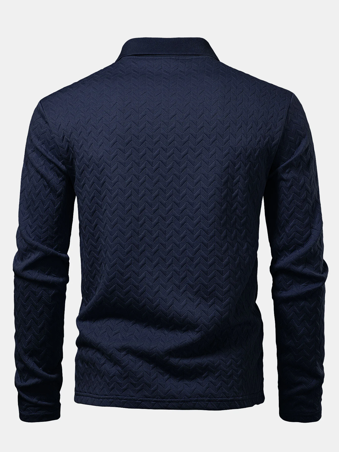 Langarm Wellen Jacquard Poloshirts Shirt - Image 4