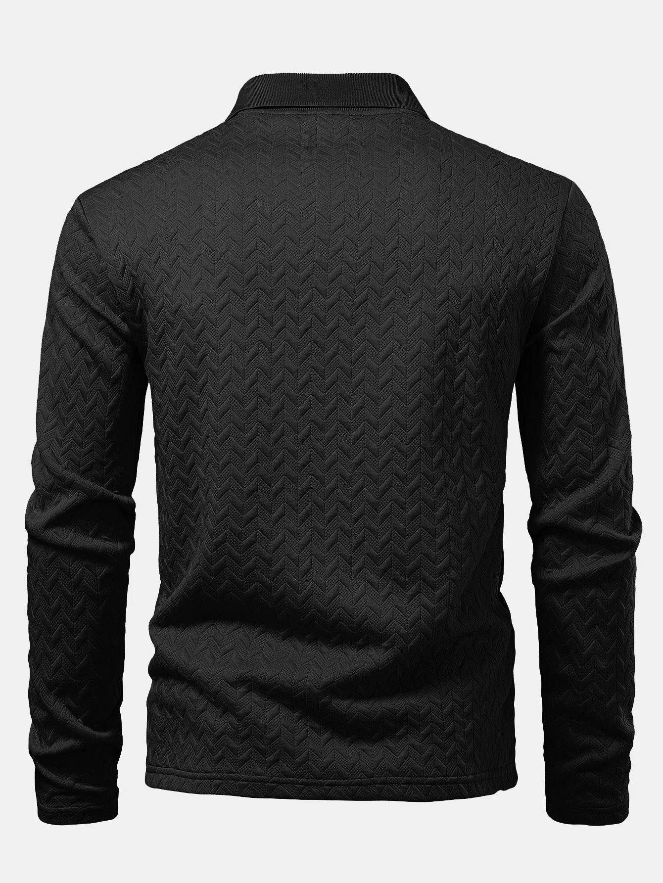 Langarm Wellen Jacquard Poloshirts Shirt - Image 6