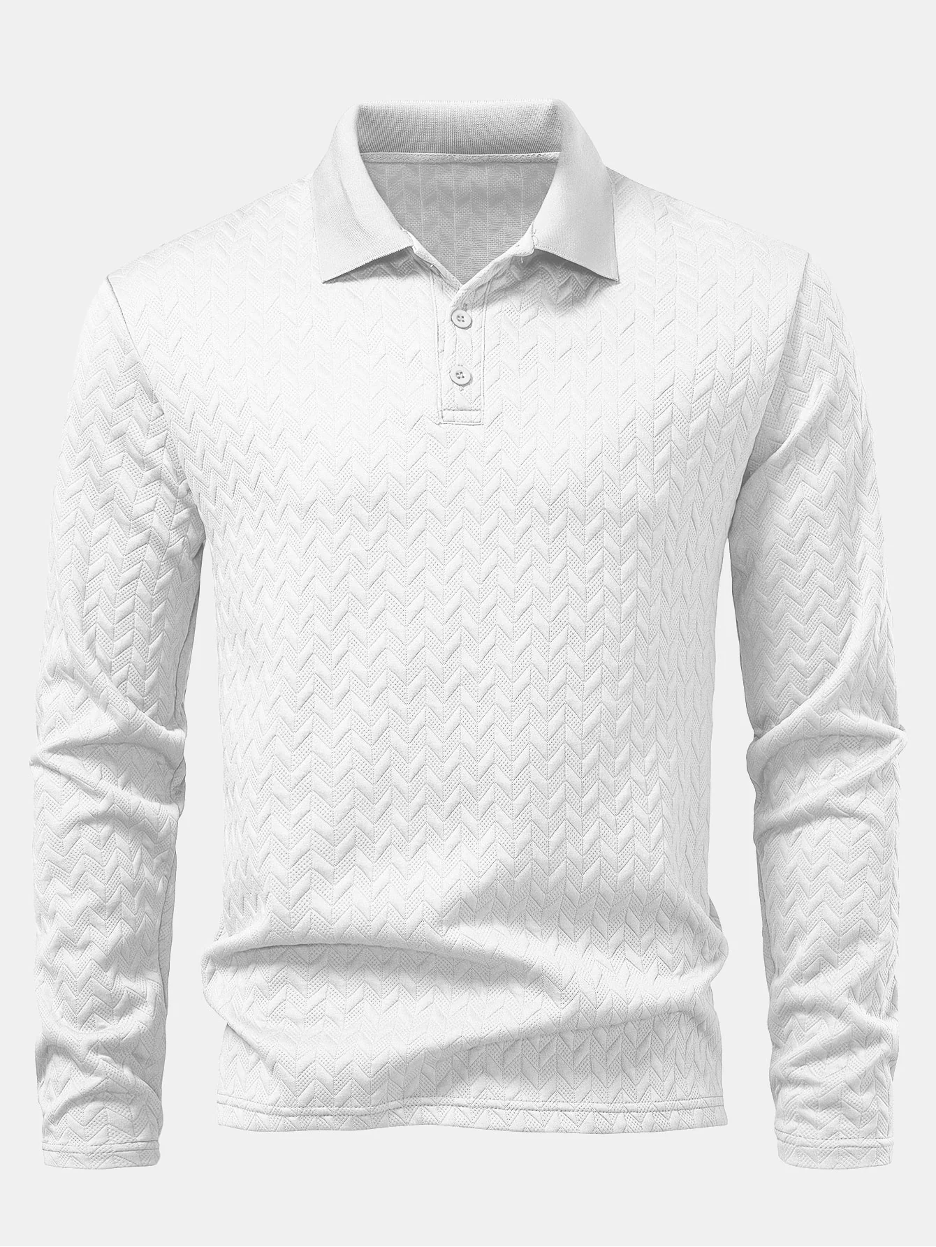 Langarm Wellen Jacquard Poloshirts Shirt - Image 7