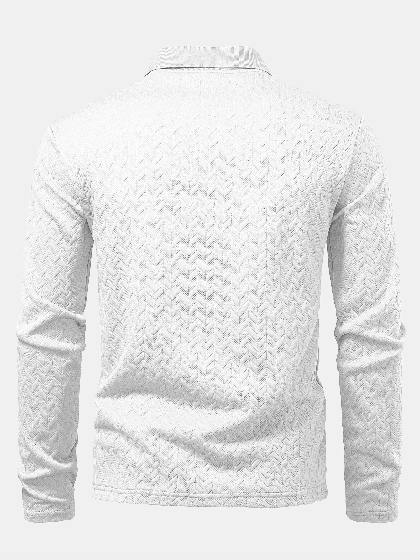 Langarm Wellen Jacquard Poloshirts Shirt - Image 8