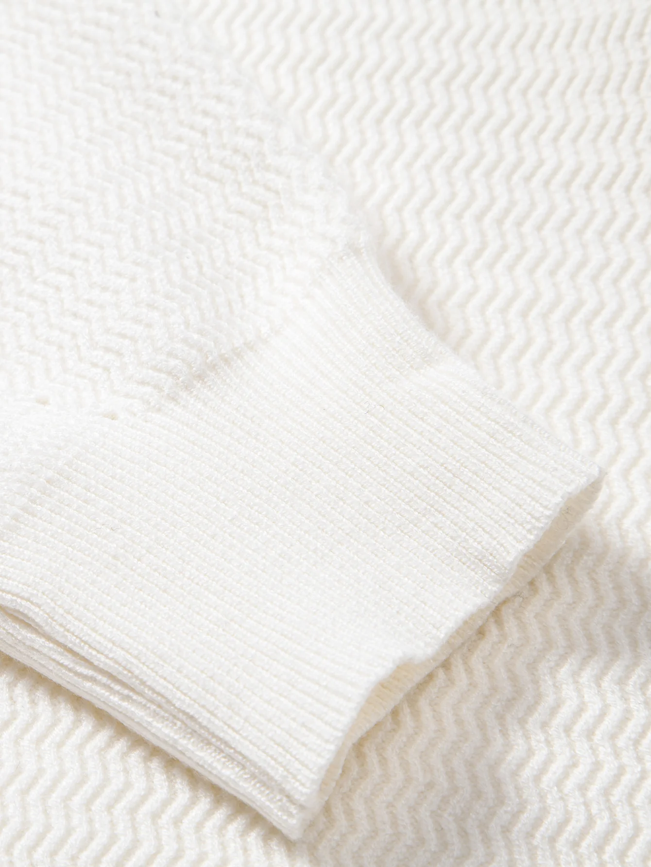 Langarm Wellen Jacquard V-Ausschnitt Strick Poloshirts Shirt - Image 13