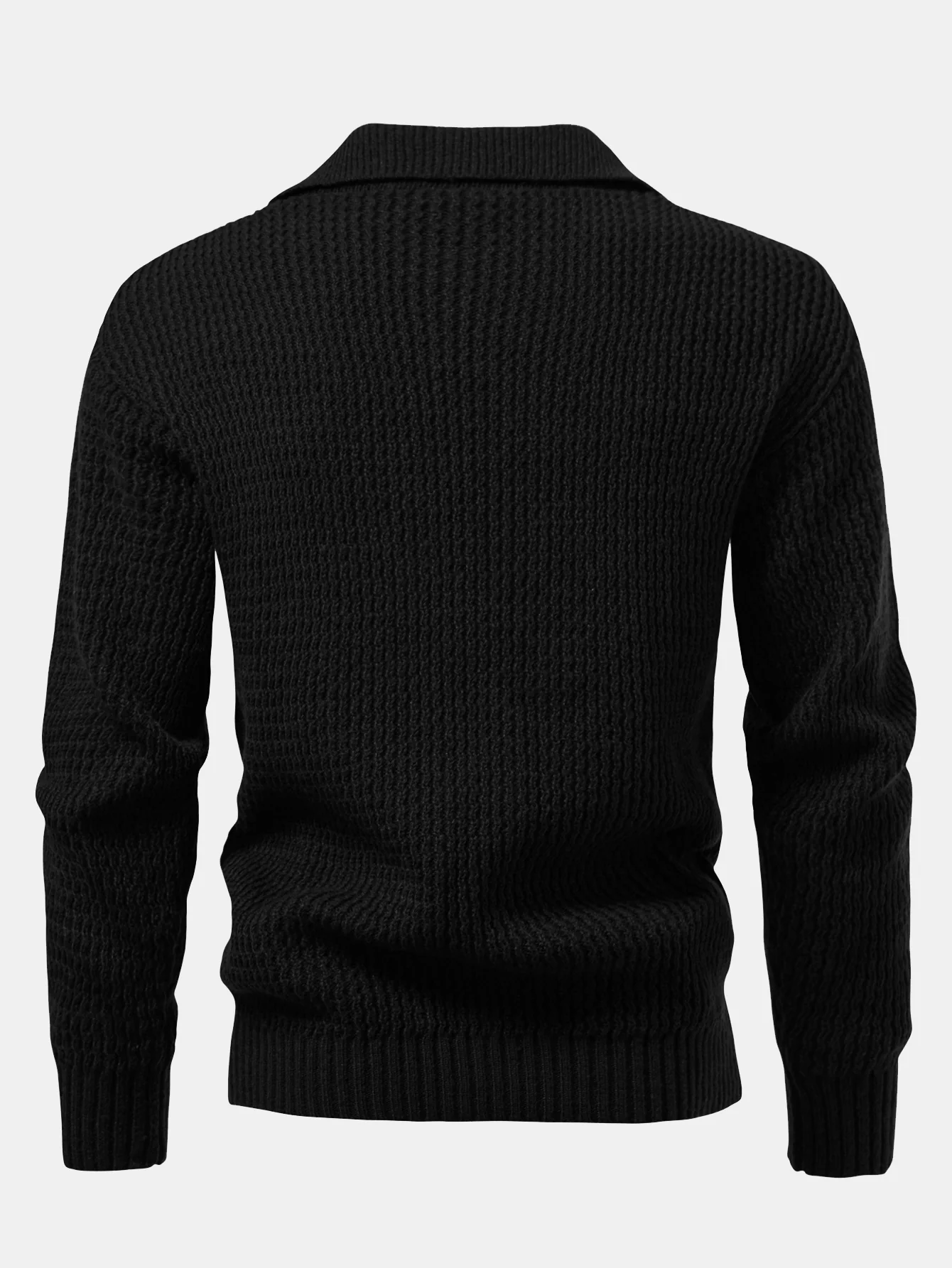 Langarm Wellen Jacquard Strick V-Ausschnitt Poloshirts Shirt - Image 4