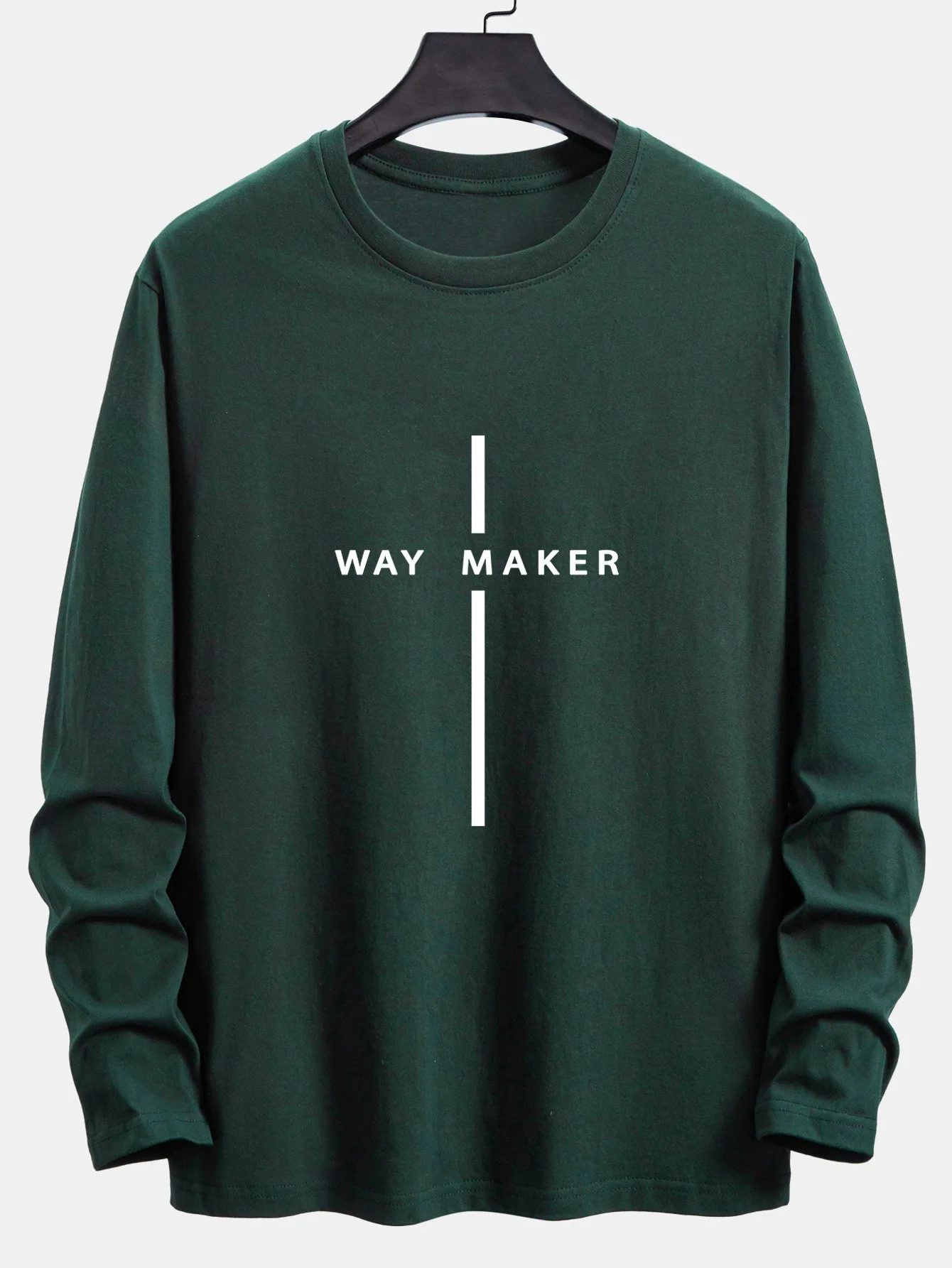 Langarm Way Maker Streifen Druck Baumwoll-T-Shirt