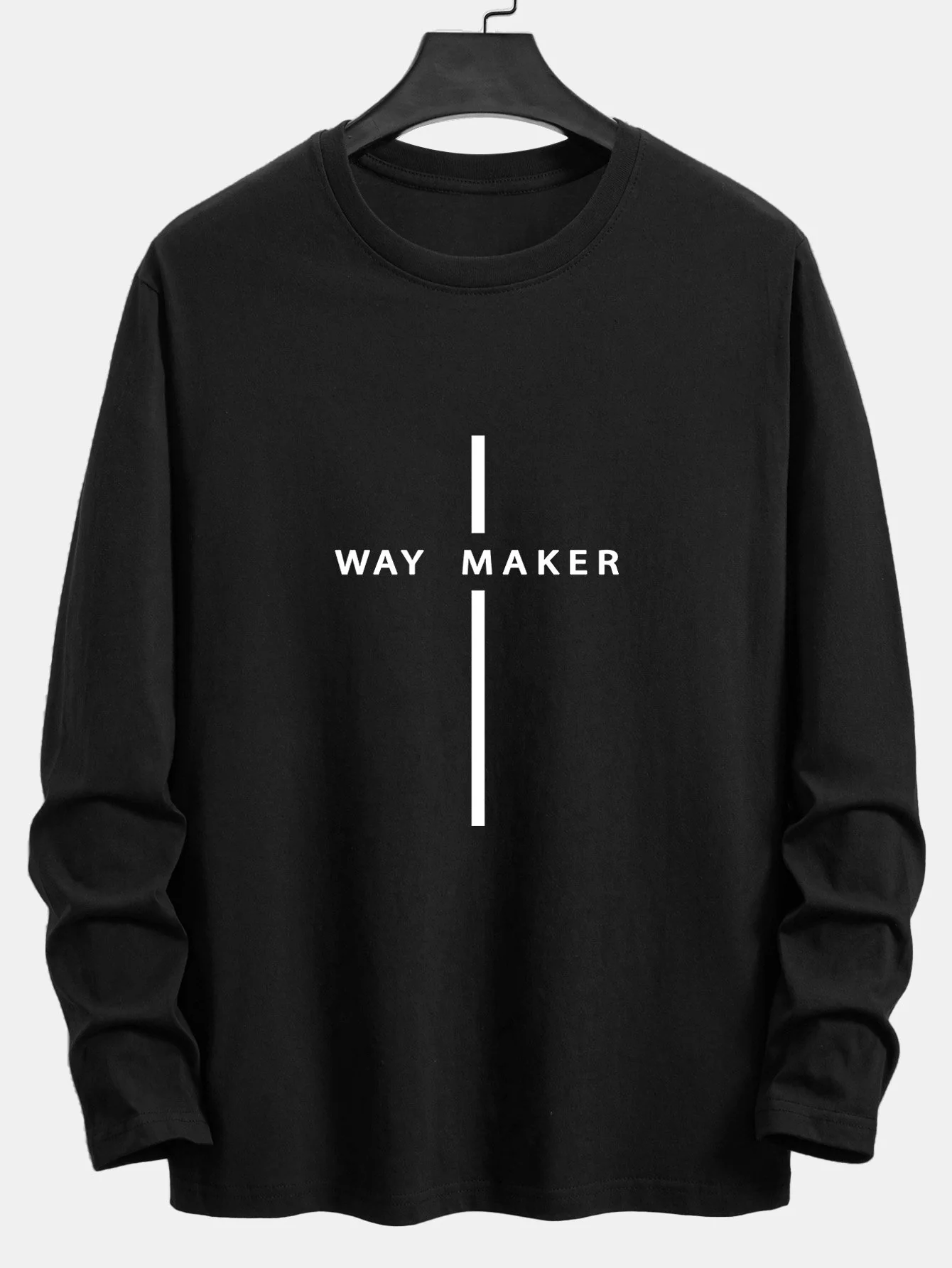 Langarm Way Maker Streifen Druck Baumwoll-T-Shirt - Image 2