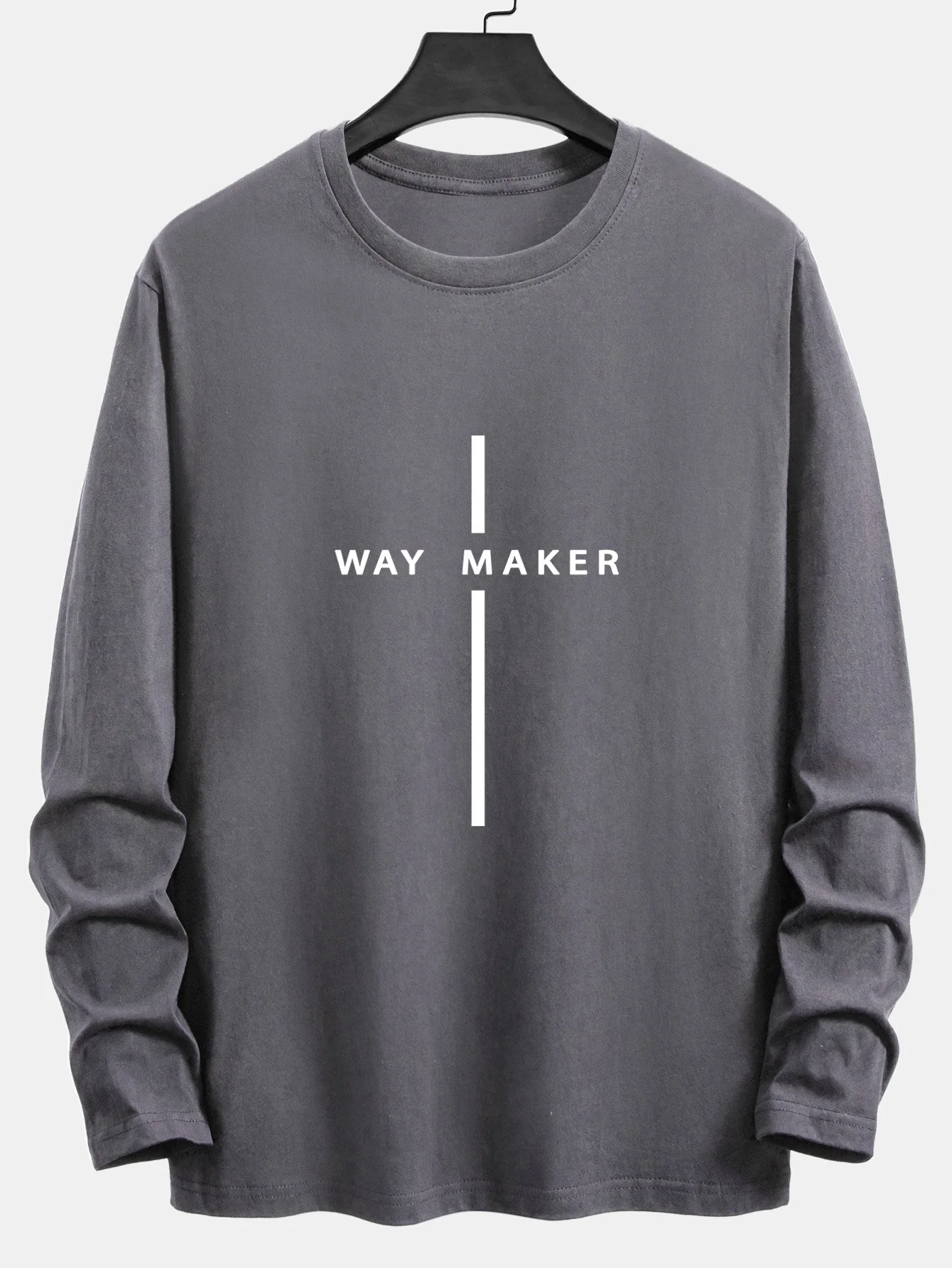 Langarm Way Maker Streifen Druck Baumwoll-T-Shirt - Image 3