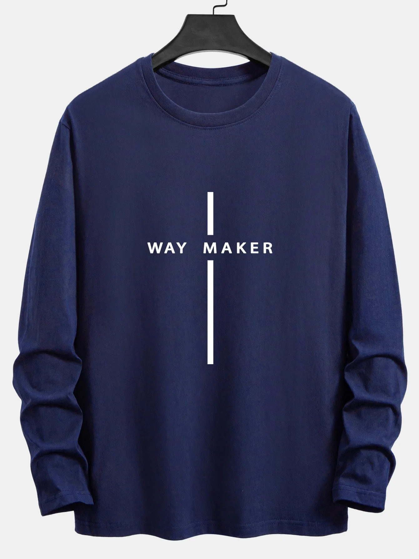 Langarm Way Maker Streifen Druck Baumwoll-T-Shirt - Image 4