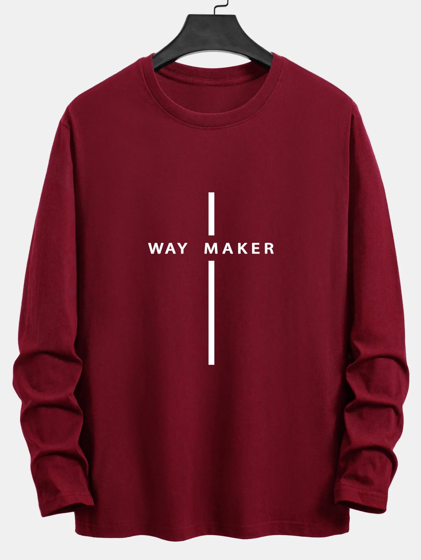 Langarm Way Maker Streifen Druck Baumwoll-T-Shirt - Image 5