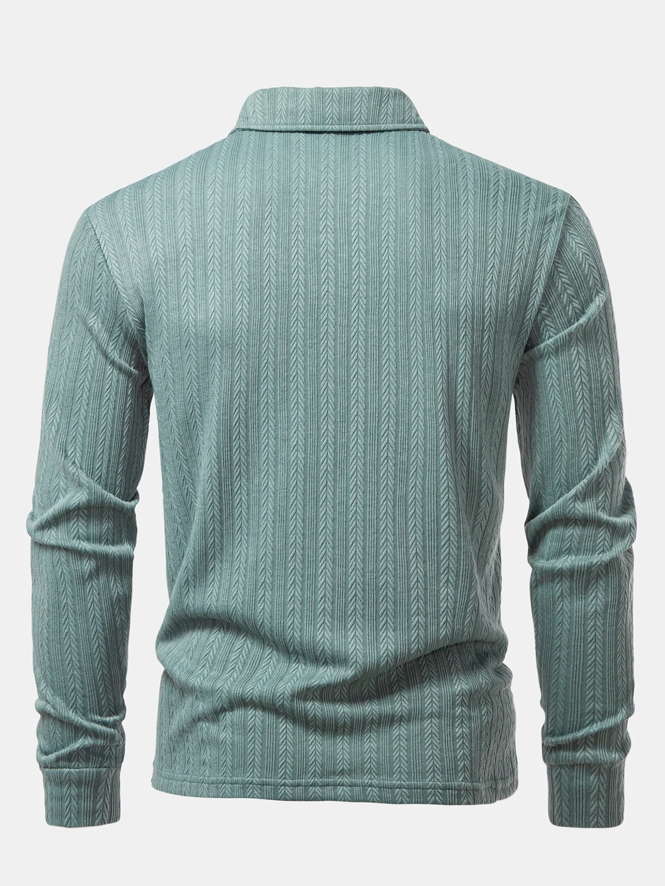 Langarm Weizenähren Jacquard Poloshirts Shirt - Image 12