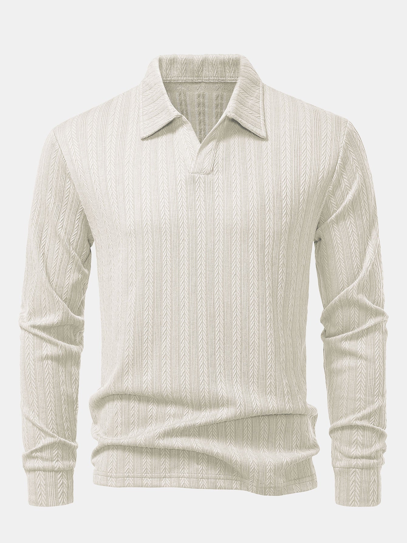 Langarm Weizenähren Jacquard Poloshirts Shirt - Image 3