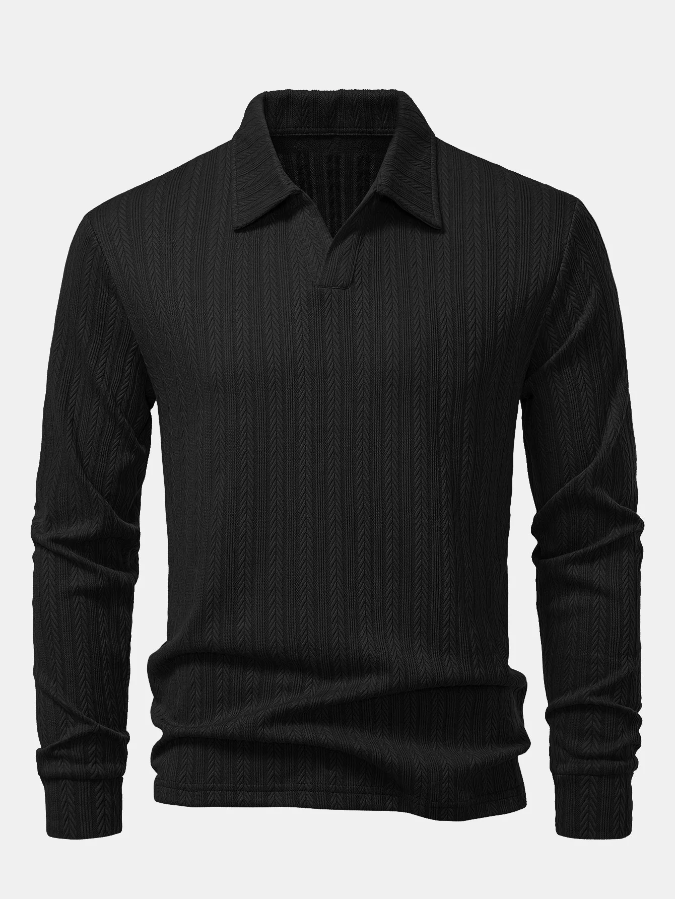 Langarm Weizenähren Jacquard Poloshirts Shirt - Image 5
