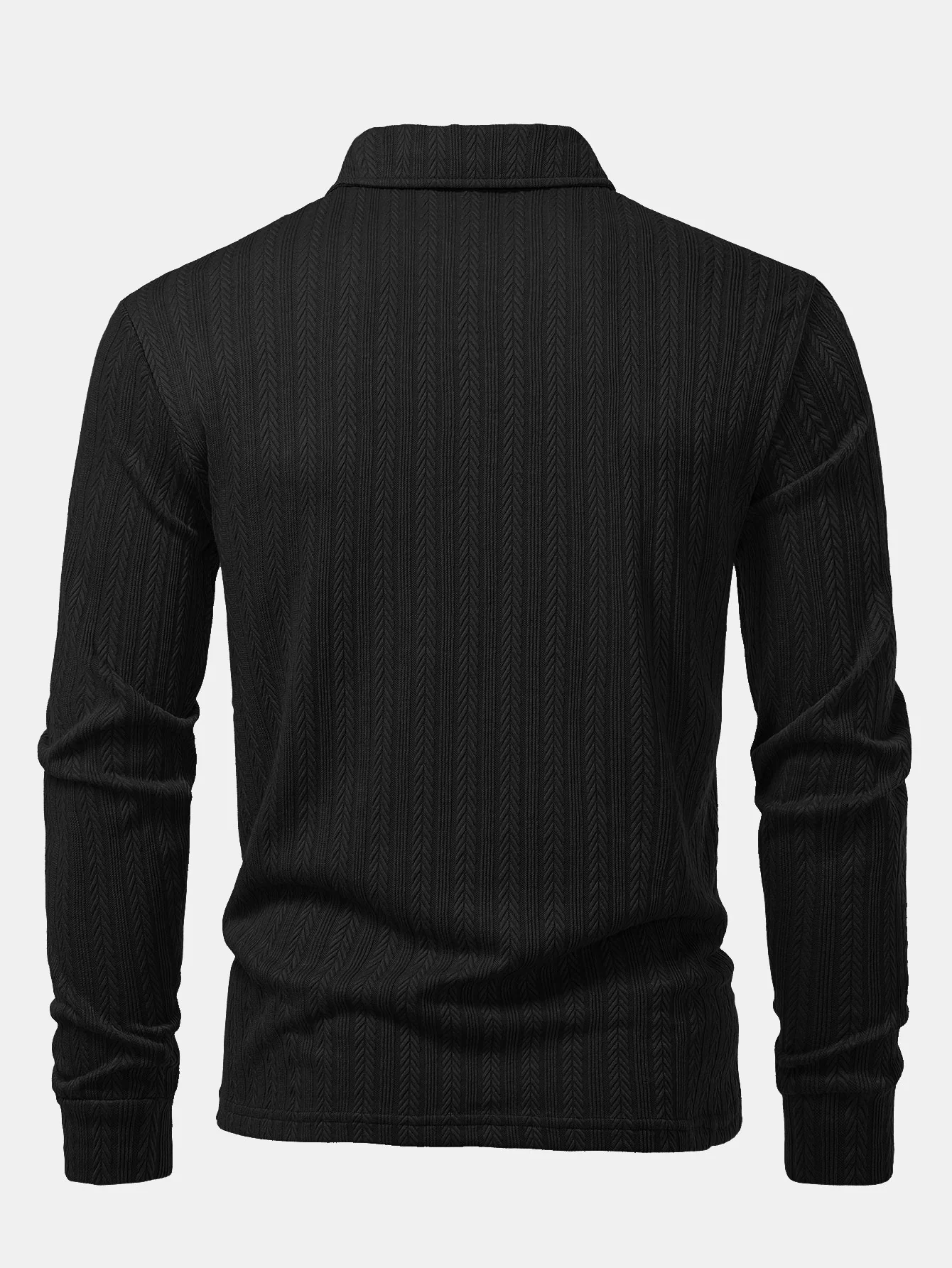 Langarm Weizenähren Jacquard Poloshirts Shirt - Image 6