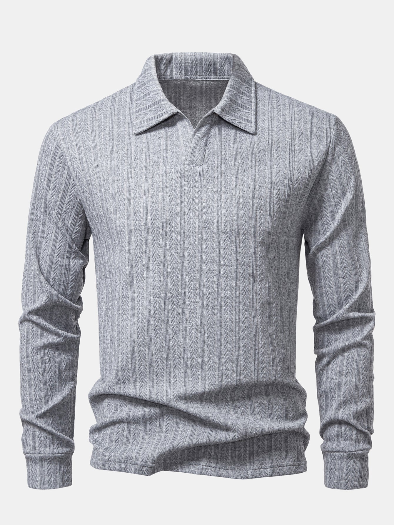 Langarm Weizenähren Jacquard Poloshirts Shirt - Image 7