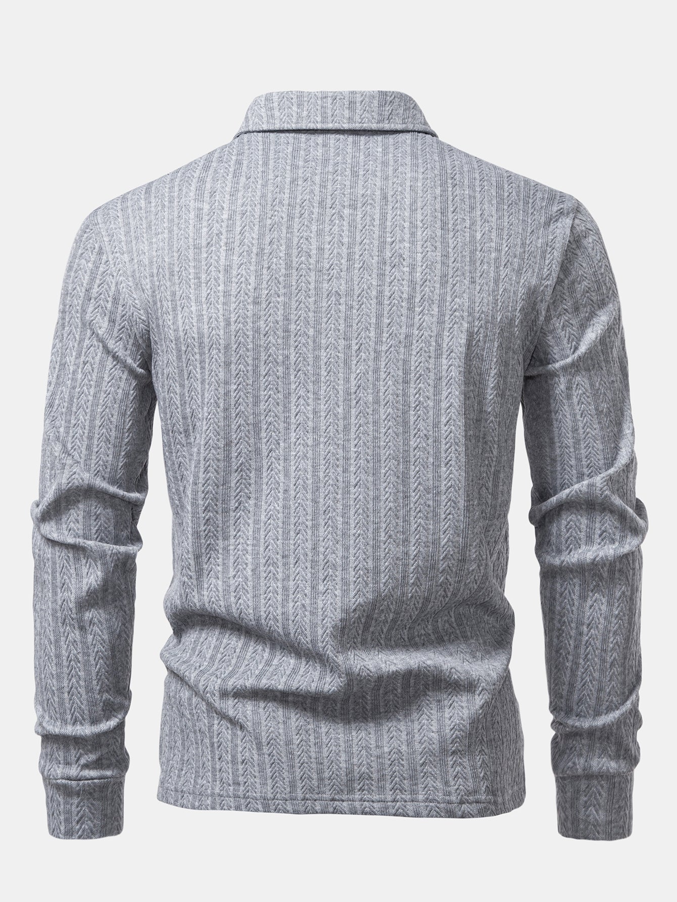 Langarm Weizenähren Jacquard Poloshirts Shirt - Image 8