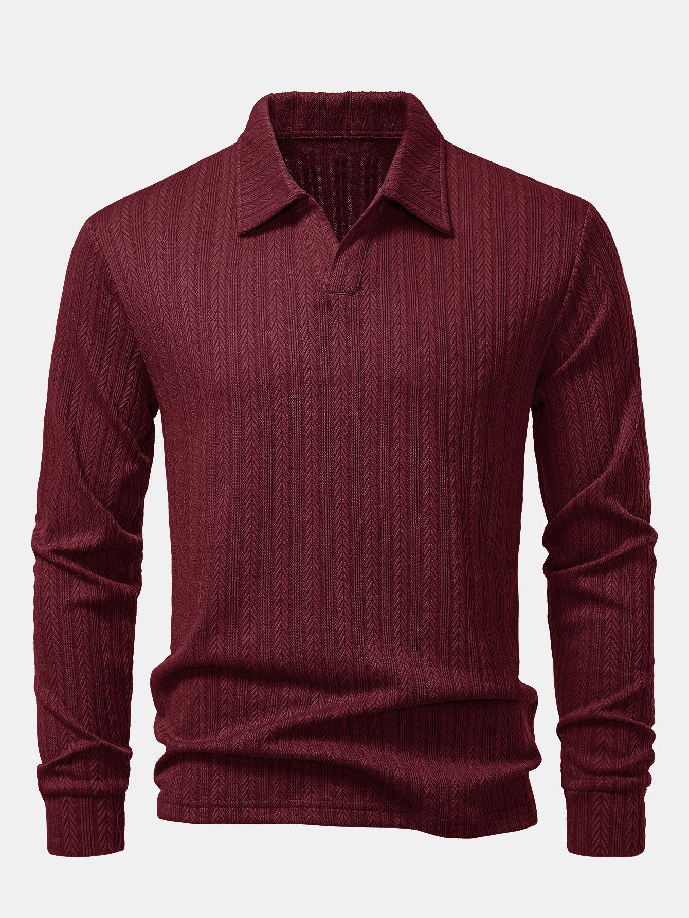 Langarm Weizenähren Jacquard Poloshirts Shirt - Image 9