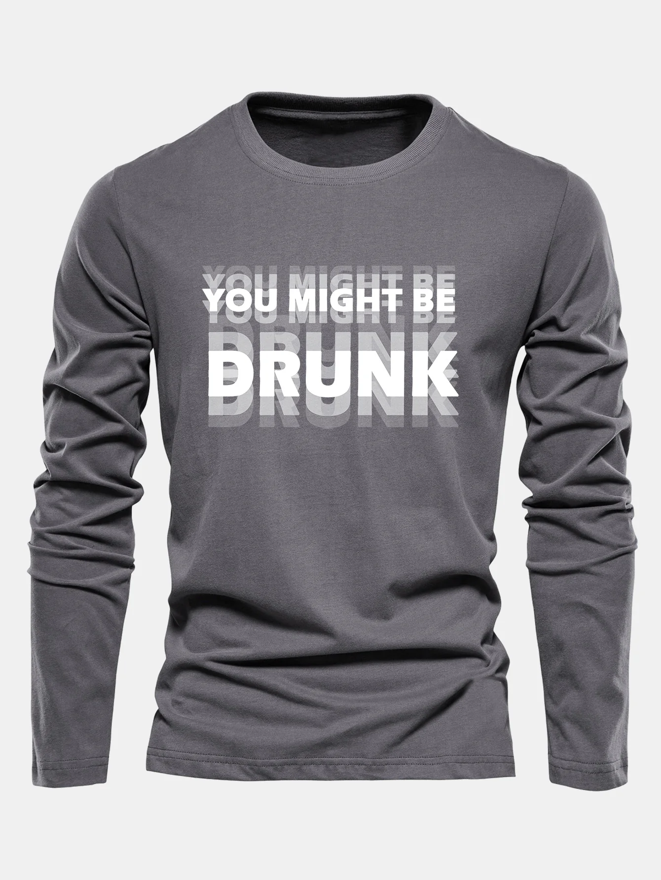 Langarm Du Könntest Betrunken Sein Druck Baumwoll-T-Shirt - Image 3