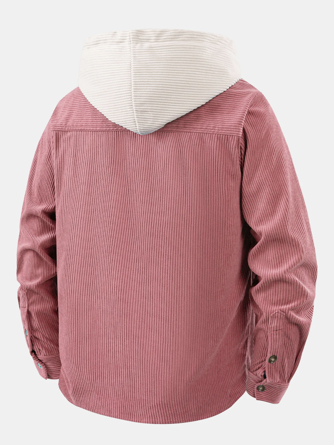 Langärmliges Kapuzenhemd aus Cordstoff mit Kontrastfarben - Image 6