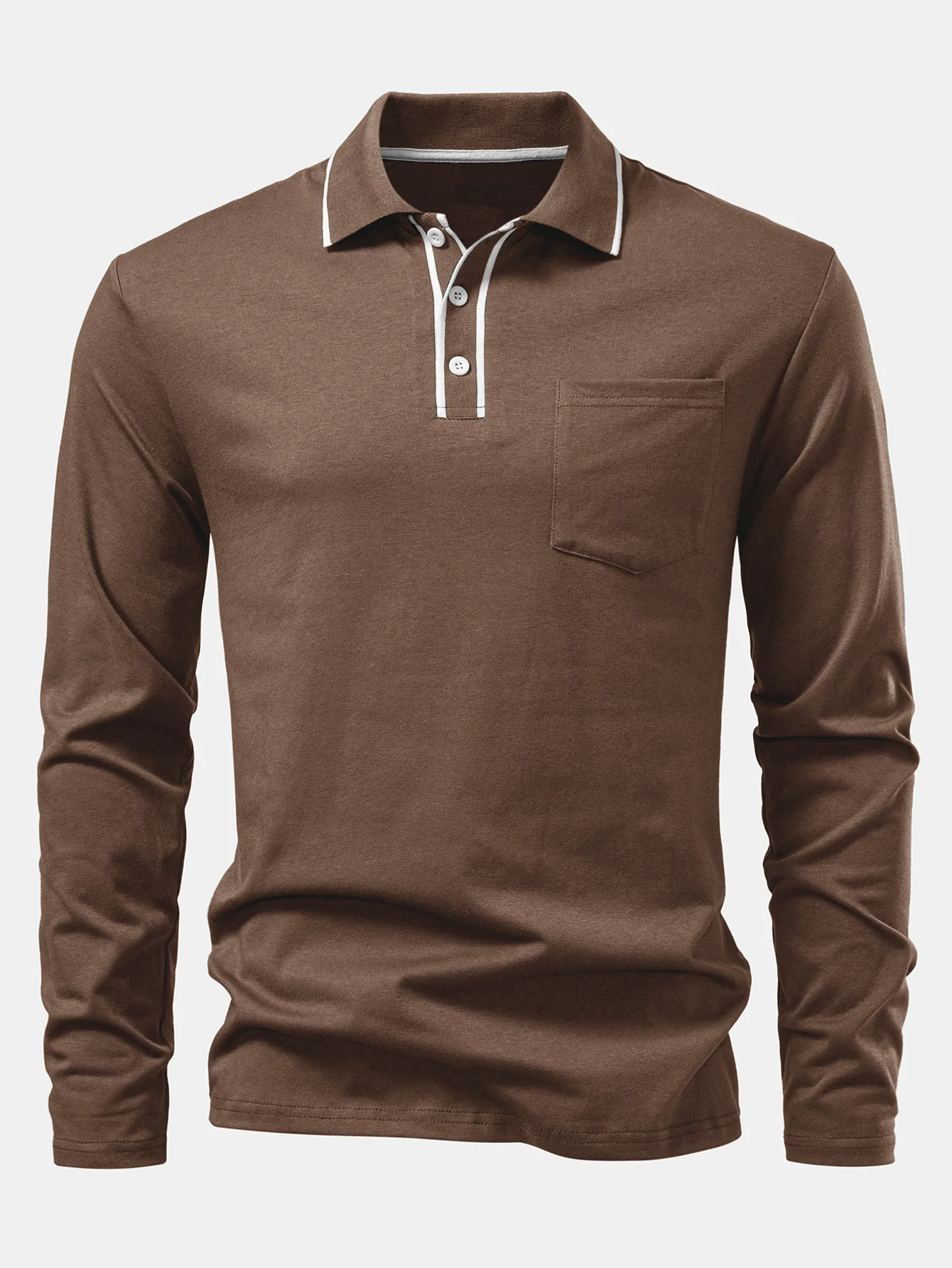 Langärmeliges Poloshirts mit Kontrast und Tasche - Image 11