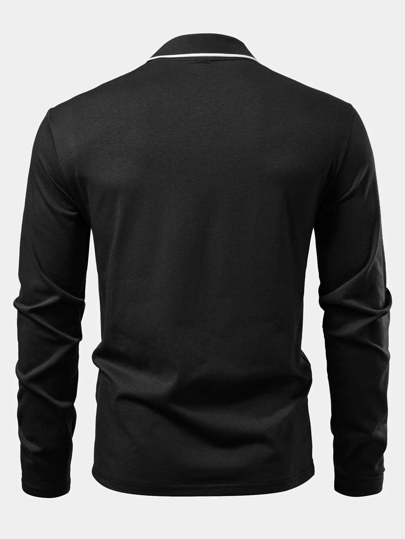 Langärmeliges Poloshirts mit Kontrast und Tasche - Image 4