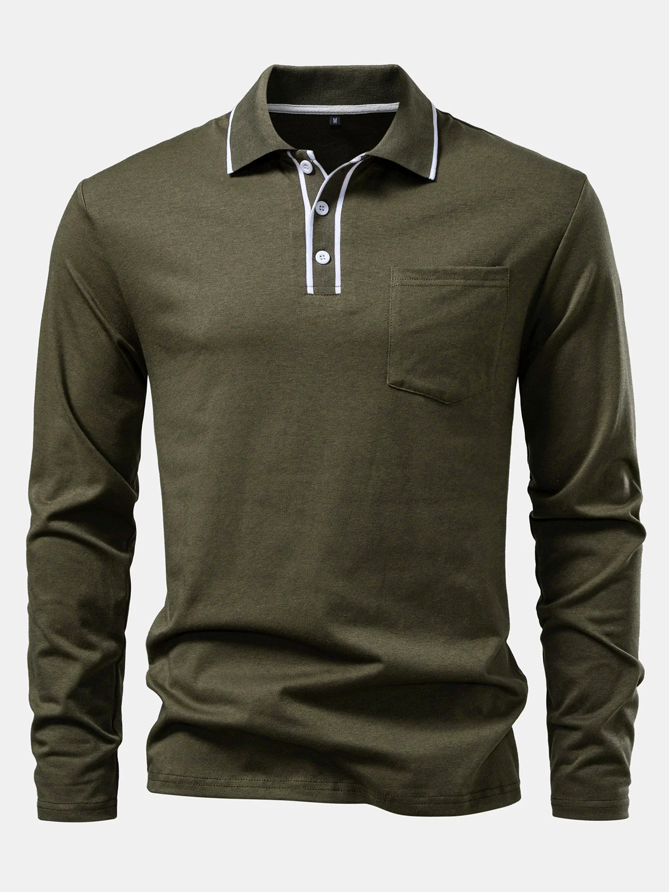 Langärmeliges Poloshirts mit Kontrast und Tasche - Image 5