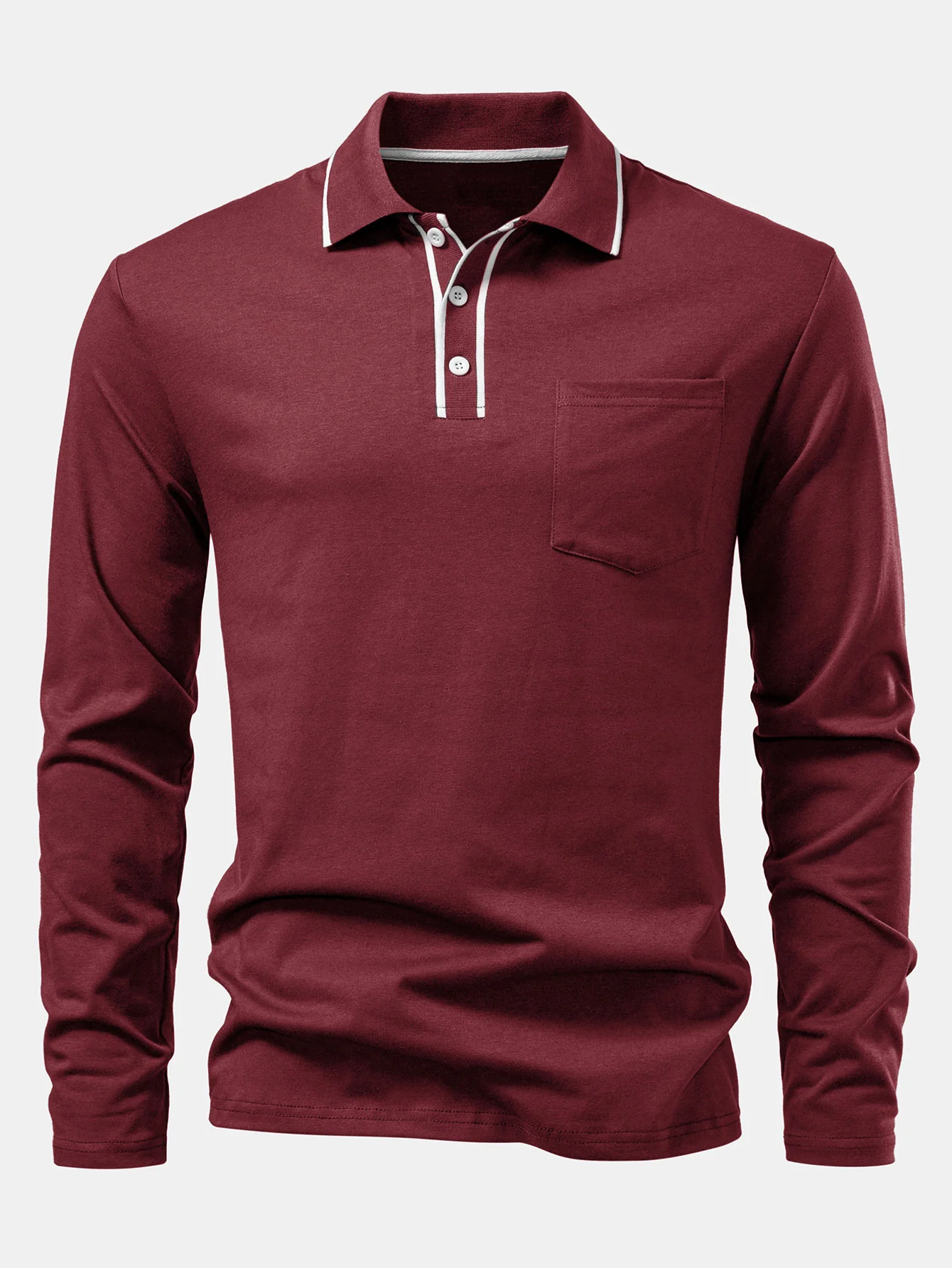 Langärmeliges Poloshirts mit Kontrast und Tasche - Image 7