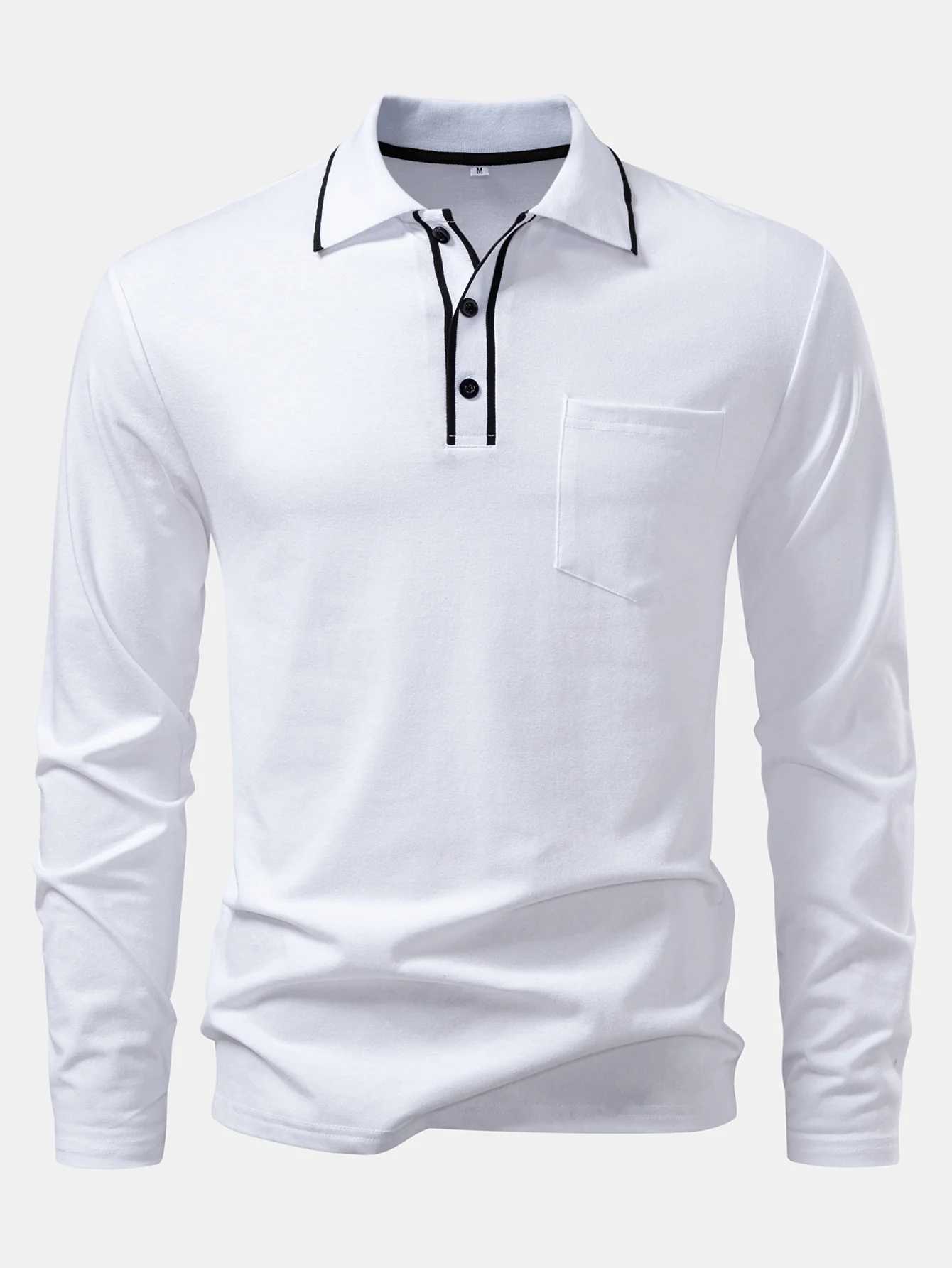 Langärmeliges Poloshirts mit Kontrast und Tasche - Image 9