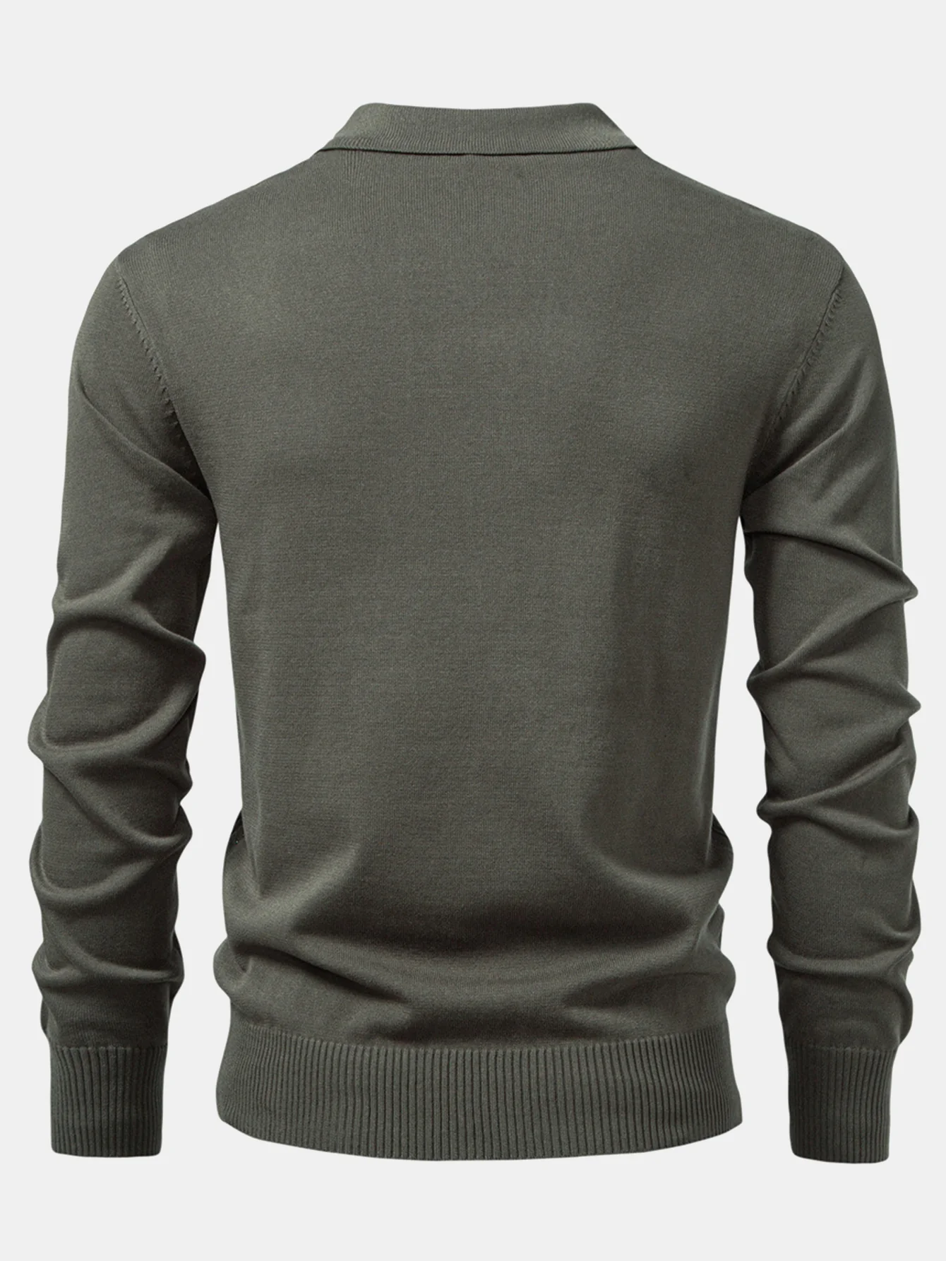 Langärmliges gestricktes geometrisches Jacquard-Poloshirt mit Reißverschluss - Image 2