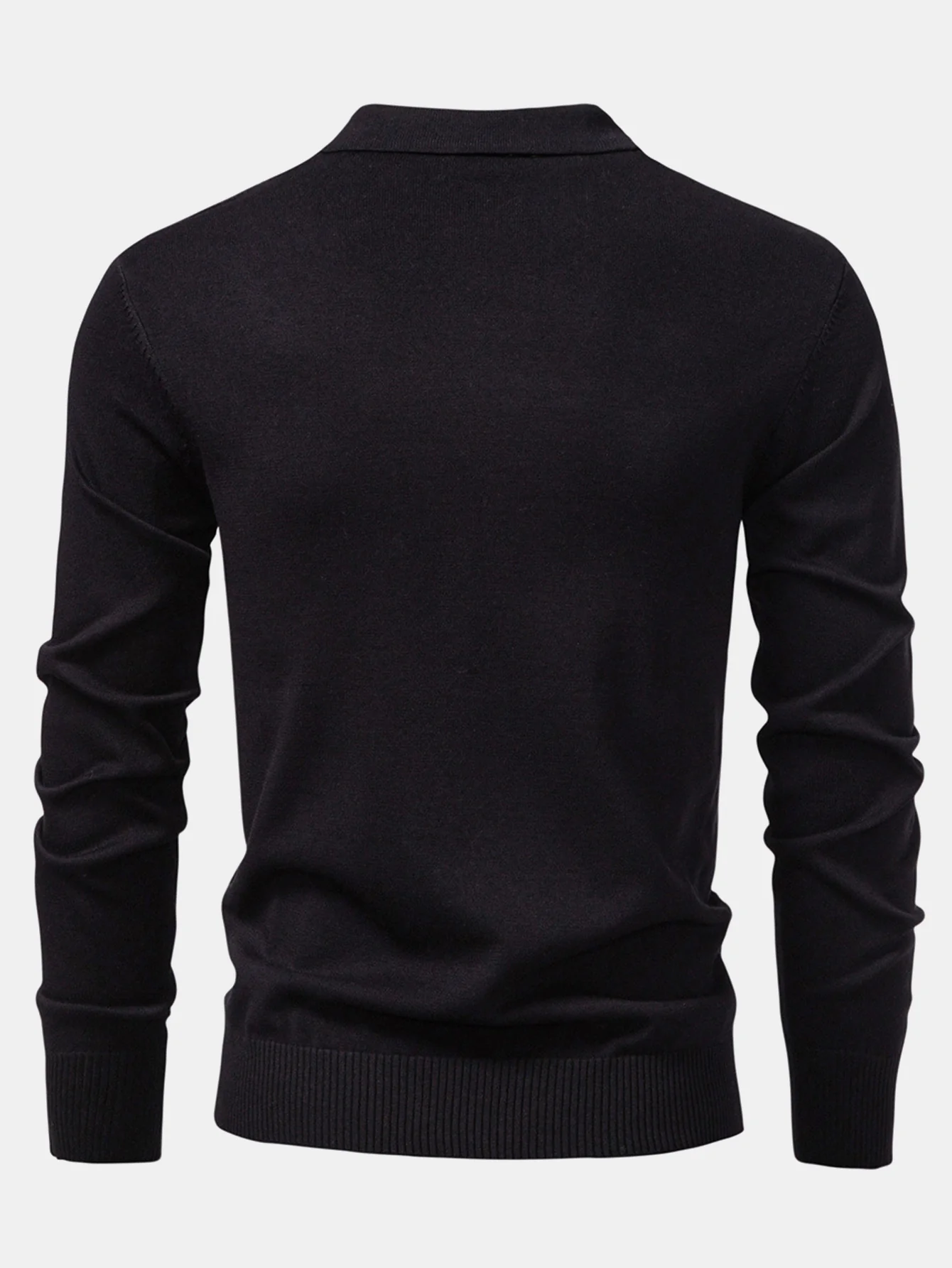Langärmliges gestricktes geometrisches Jacquard-Poloshirt mit Reißverschluss - Image 6