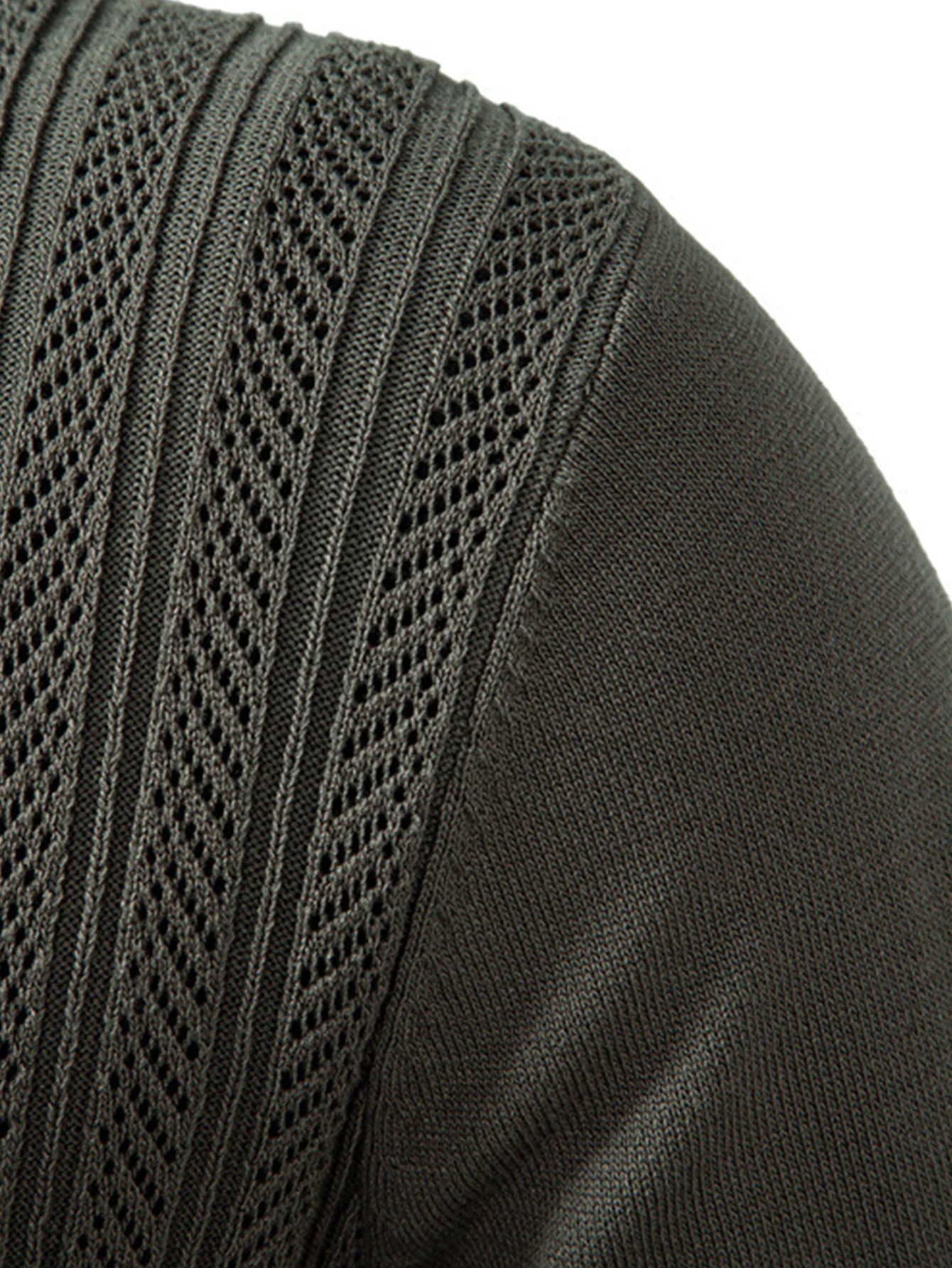 Langärmliges gestricktes geometrisches Jacquard-Poloshirt mit Reißverschluss - Image 7