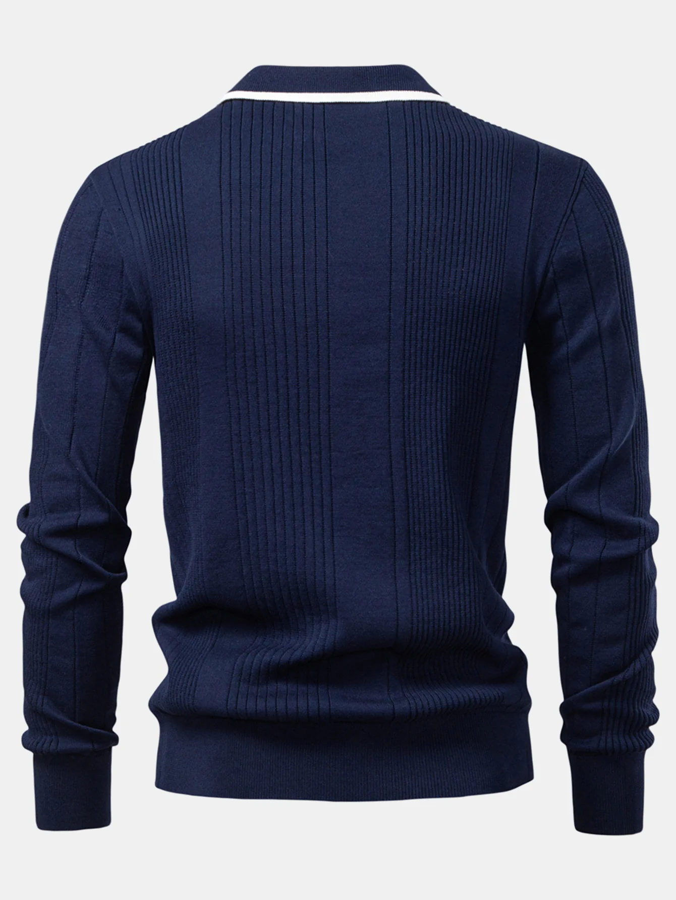 Langärmliges gestricktes gestreiftes Jacquard-Poloshirt - Image 2