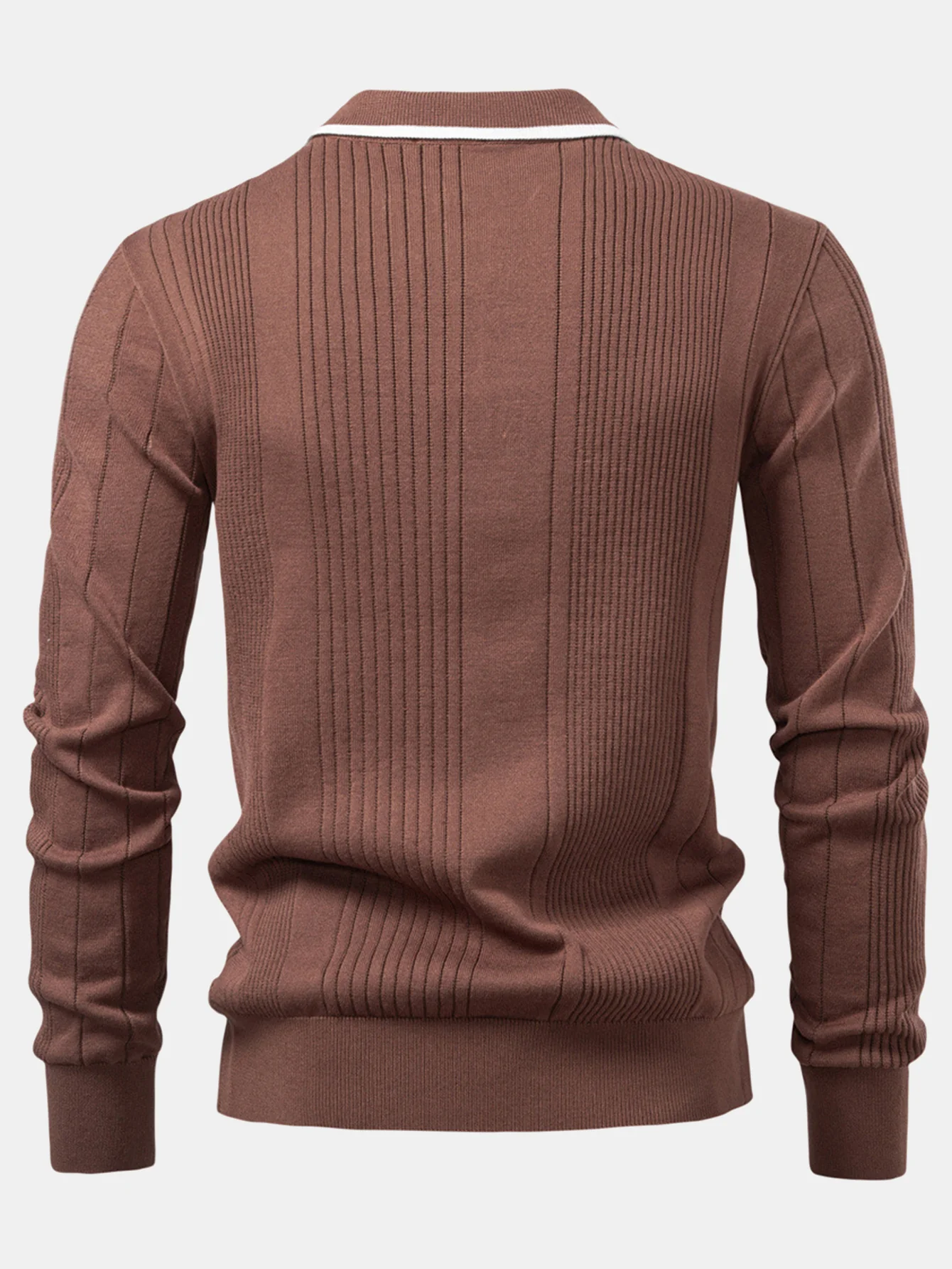 Langärmliges gestricktes gestreiftes Jacquard-Poloshirt - Image 6
