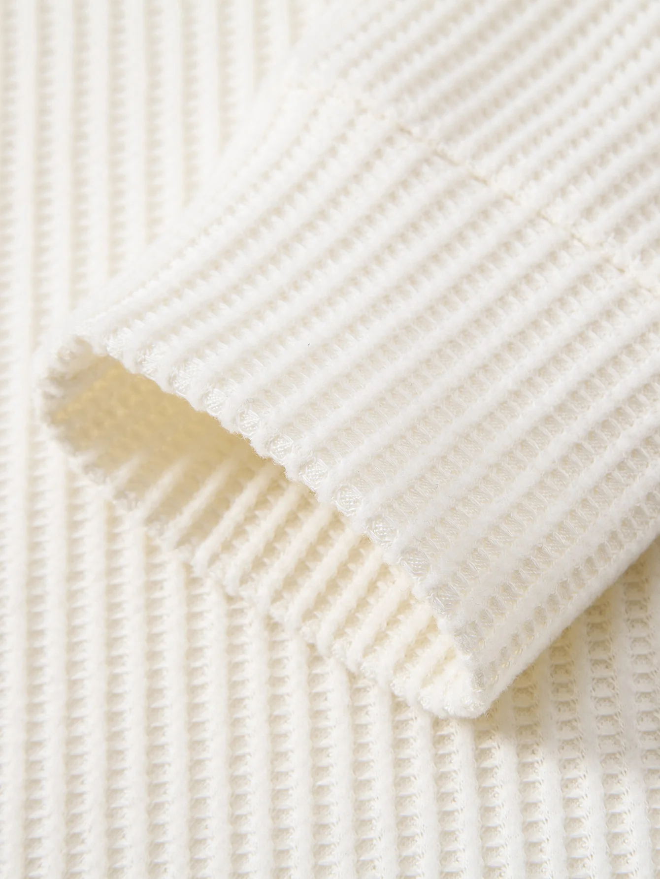 Langärmliges gestricktes Waffel-Poloshirts & gestrickte Waffel-Hose mit Kordelzug - Image 22
