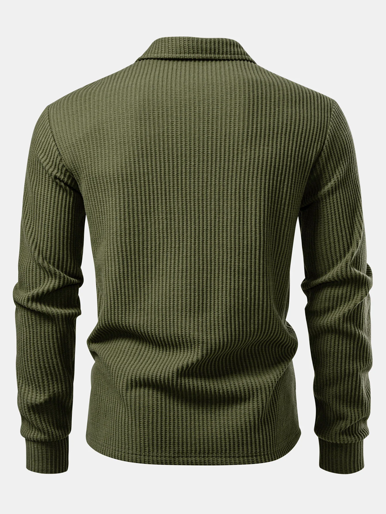 Langärmliges gestricktes Waffel-Poloshirts & gestrickte Waffel-Hose mit Kordelzug - Image 7