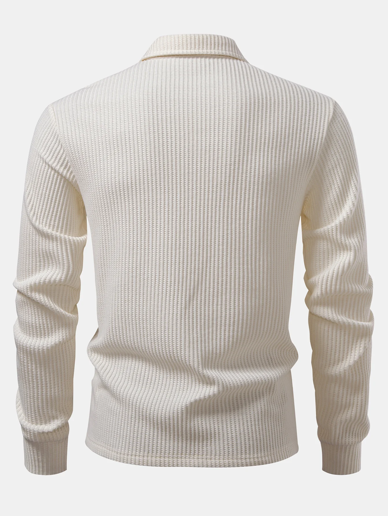Langärmliges gestricktes Waffel-Poloshirts & gestrickte Waffel-Hose mit Kordelzug - Image 9