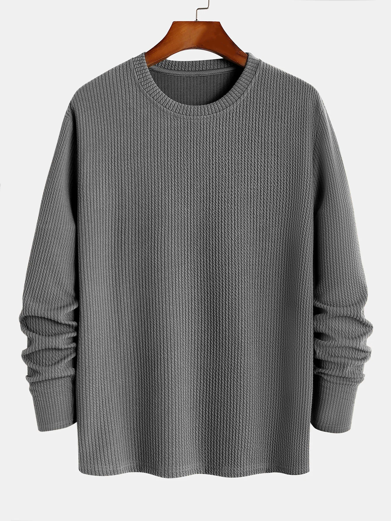 Langärmliges Muskel-Fit Ripp-T-Shirt - Image 2