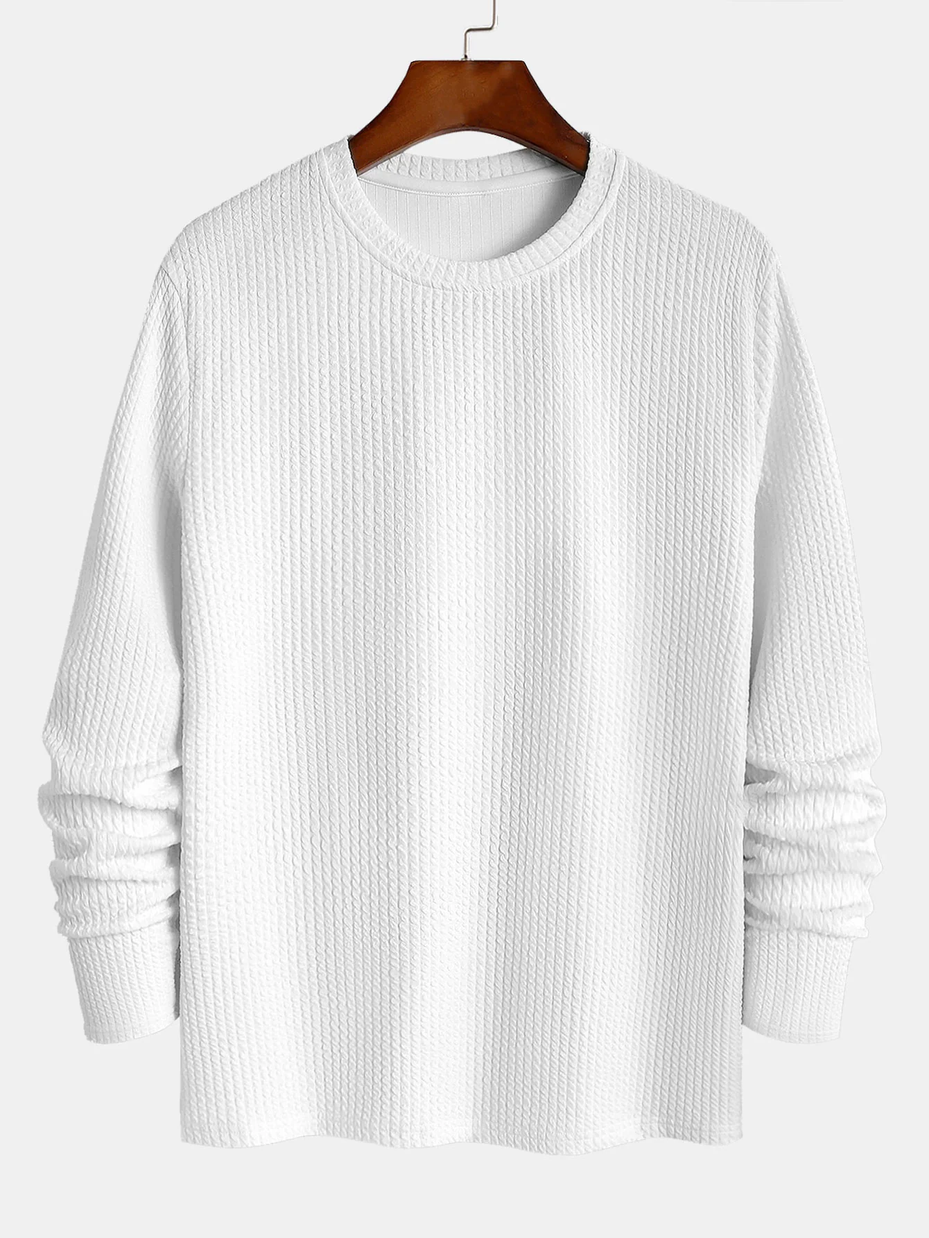 Langärmliges Muskel-Fit Ripp-T-Shirt - Image 4